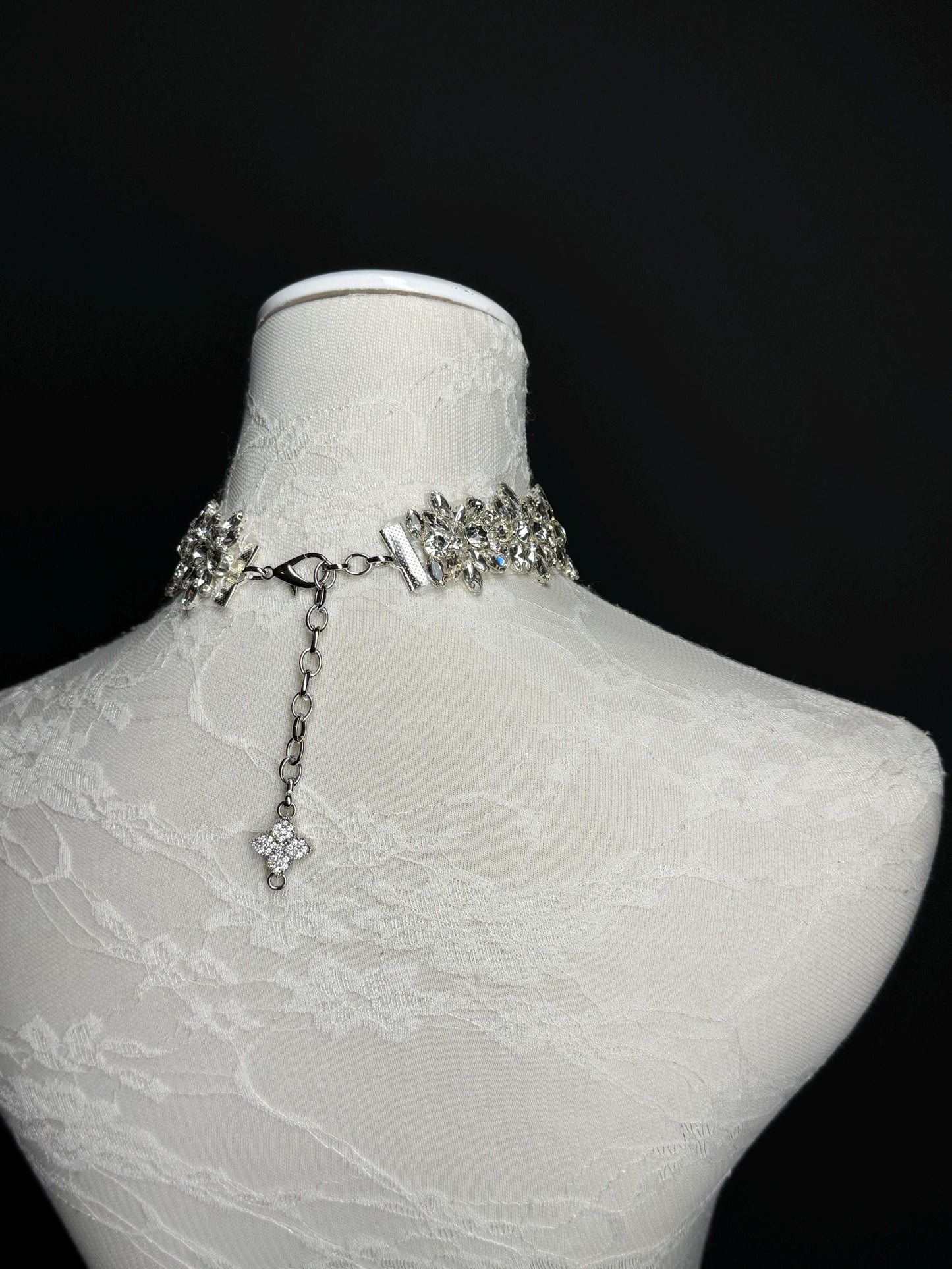 Jeweled Choker Necklace, Bridal Wedding Rhinestone Choker, Handmade Classic FAN Design