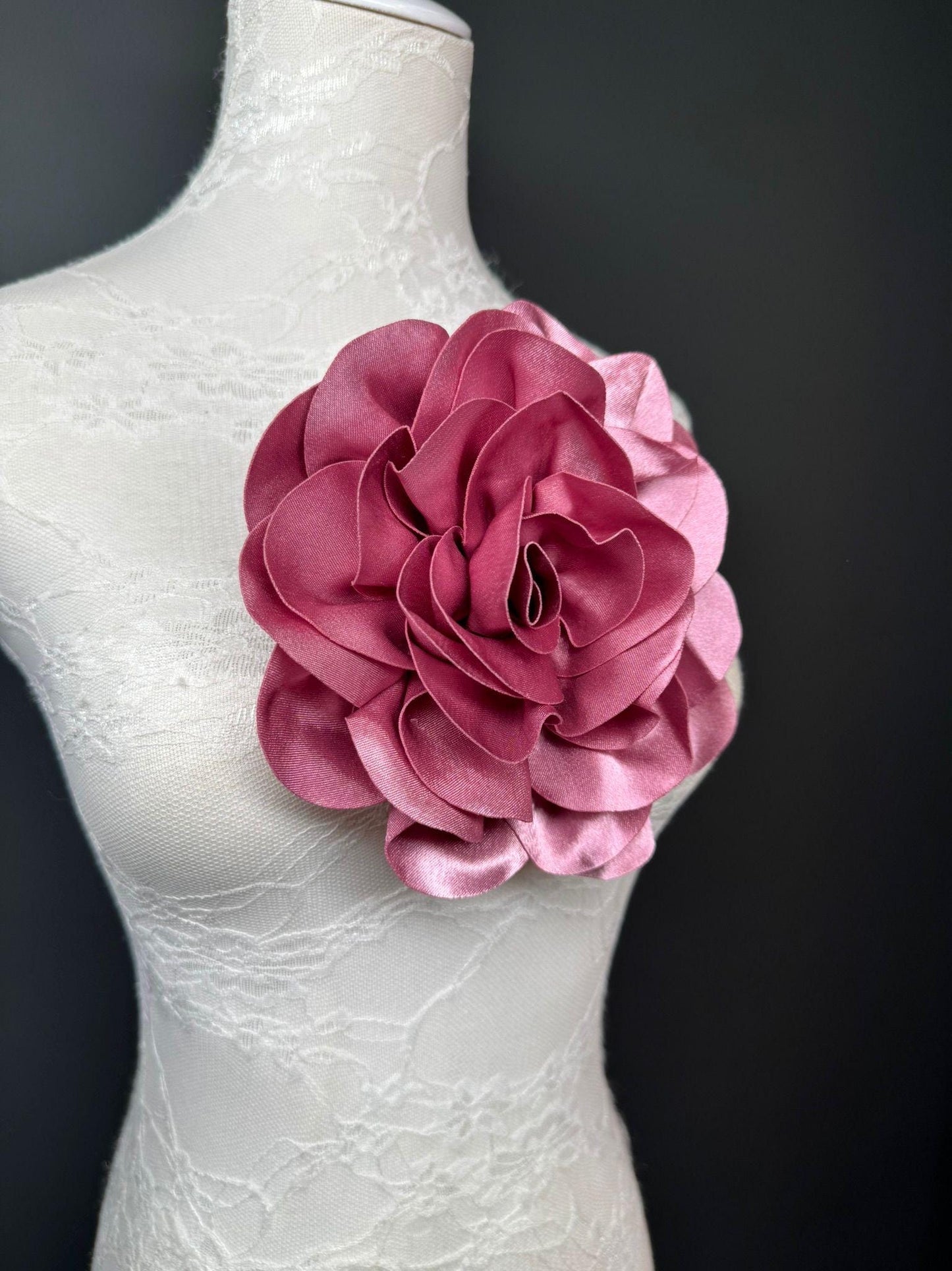 Dusky Pink Large Satin Flower Corsage, 8" 20cm, 12 Colour Options