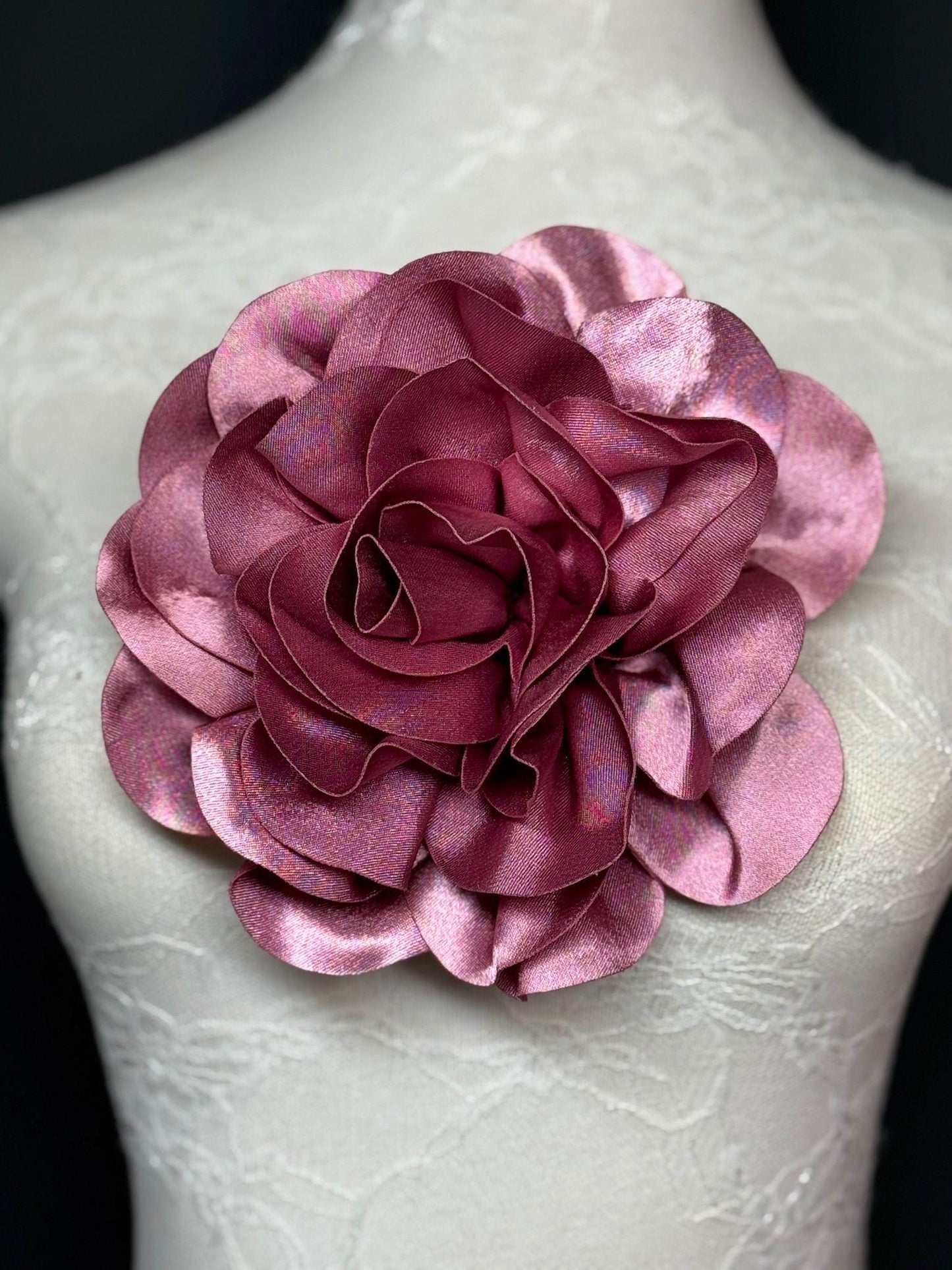 Dusky Pink Large Satin Flower Corsage, 8" 20cm, 12 Colour Options