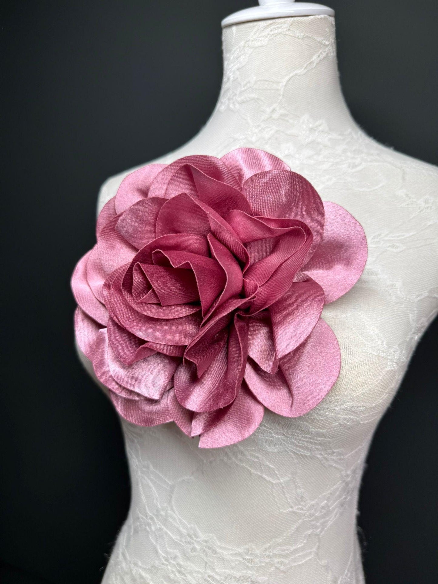 Dusky Pink Large Satin Flower Corsage, 8" 20cm, 12 Colour Options