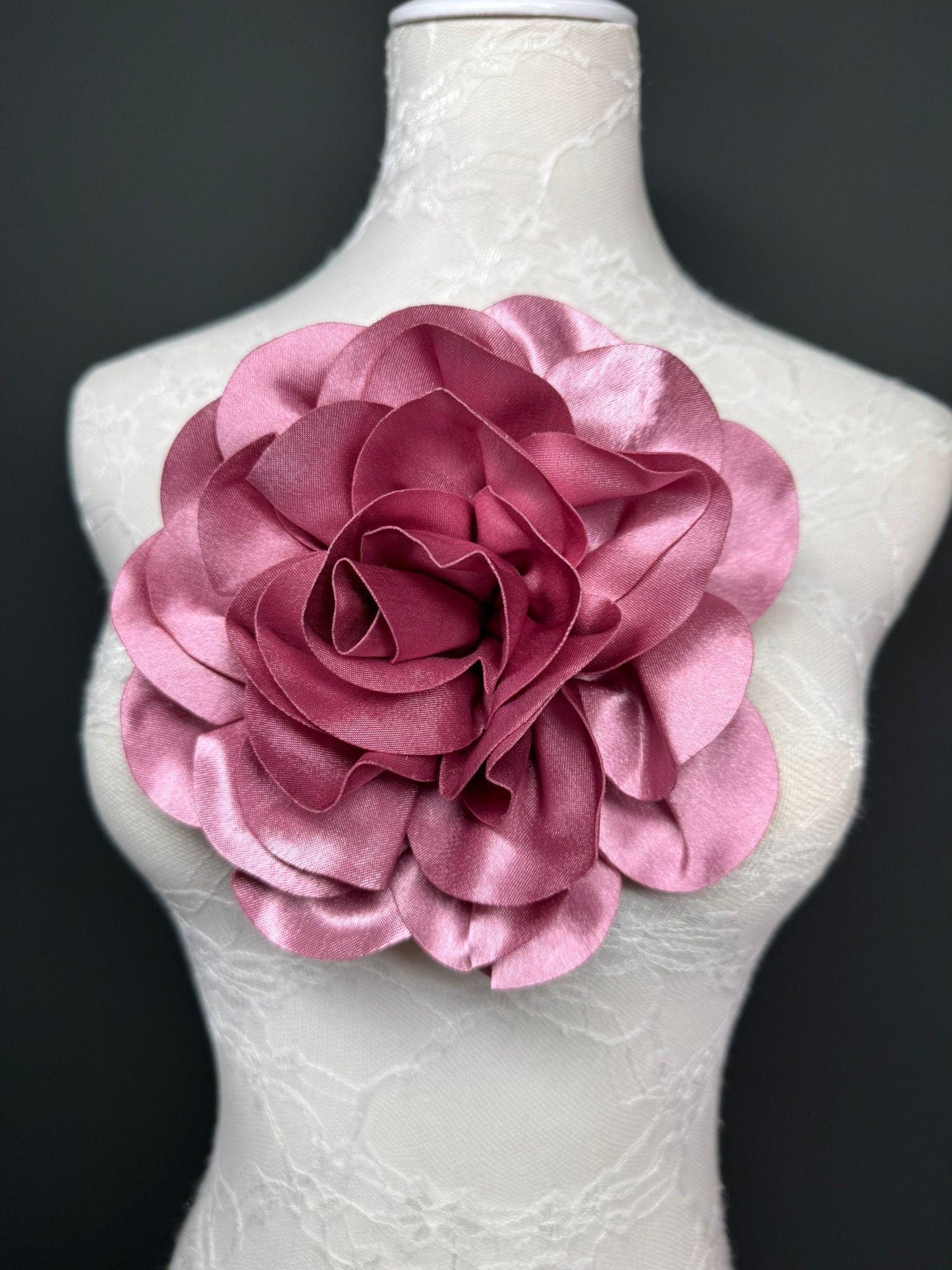 Dusky Pink Large Satin Flower Corsage, 8" 20cm, 12 Colour Options