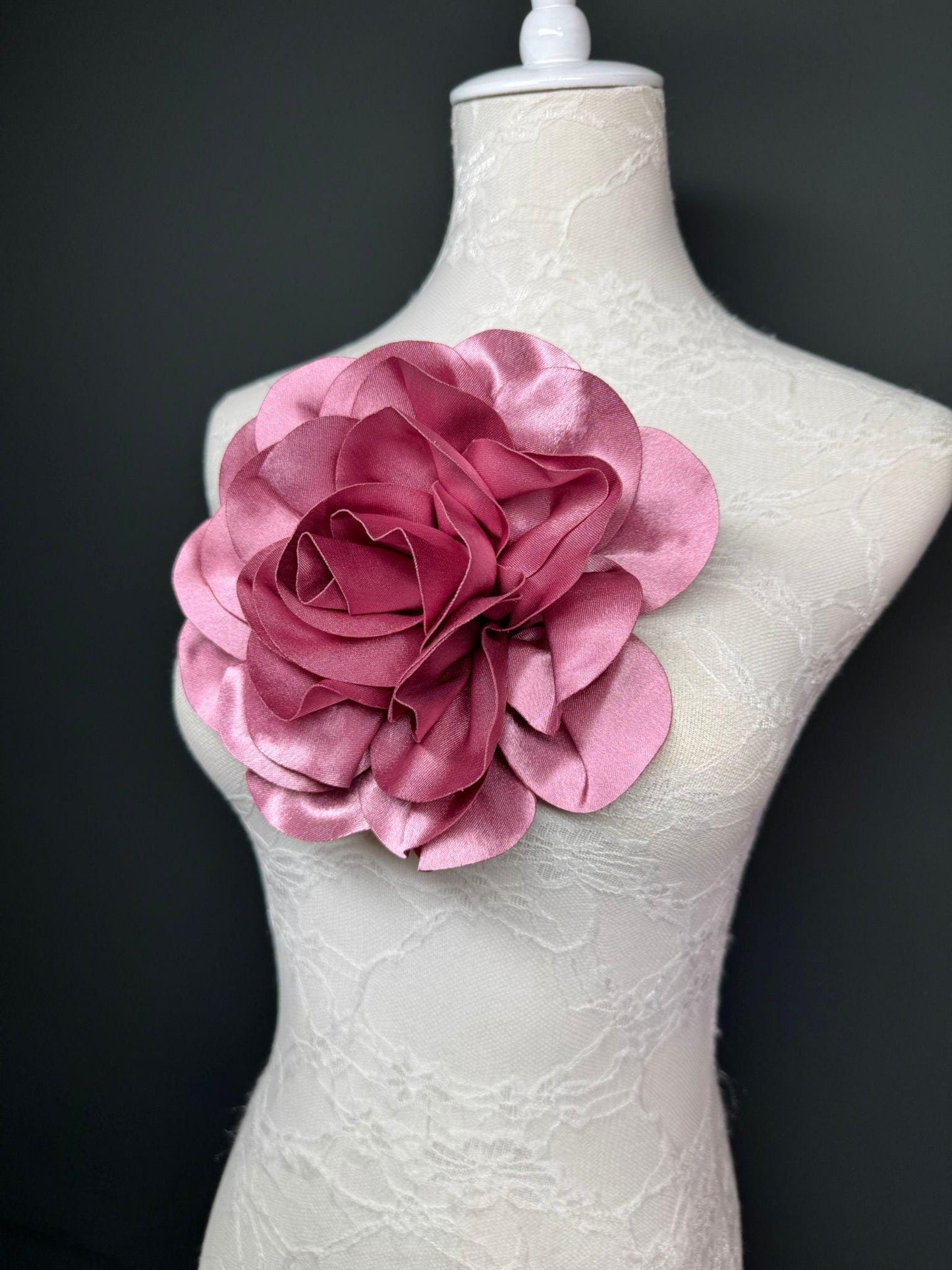 Dusky Pink Large Satin Flower Corsage, 8" 20cm, 12 Colour Options