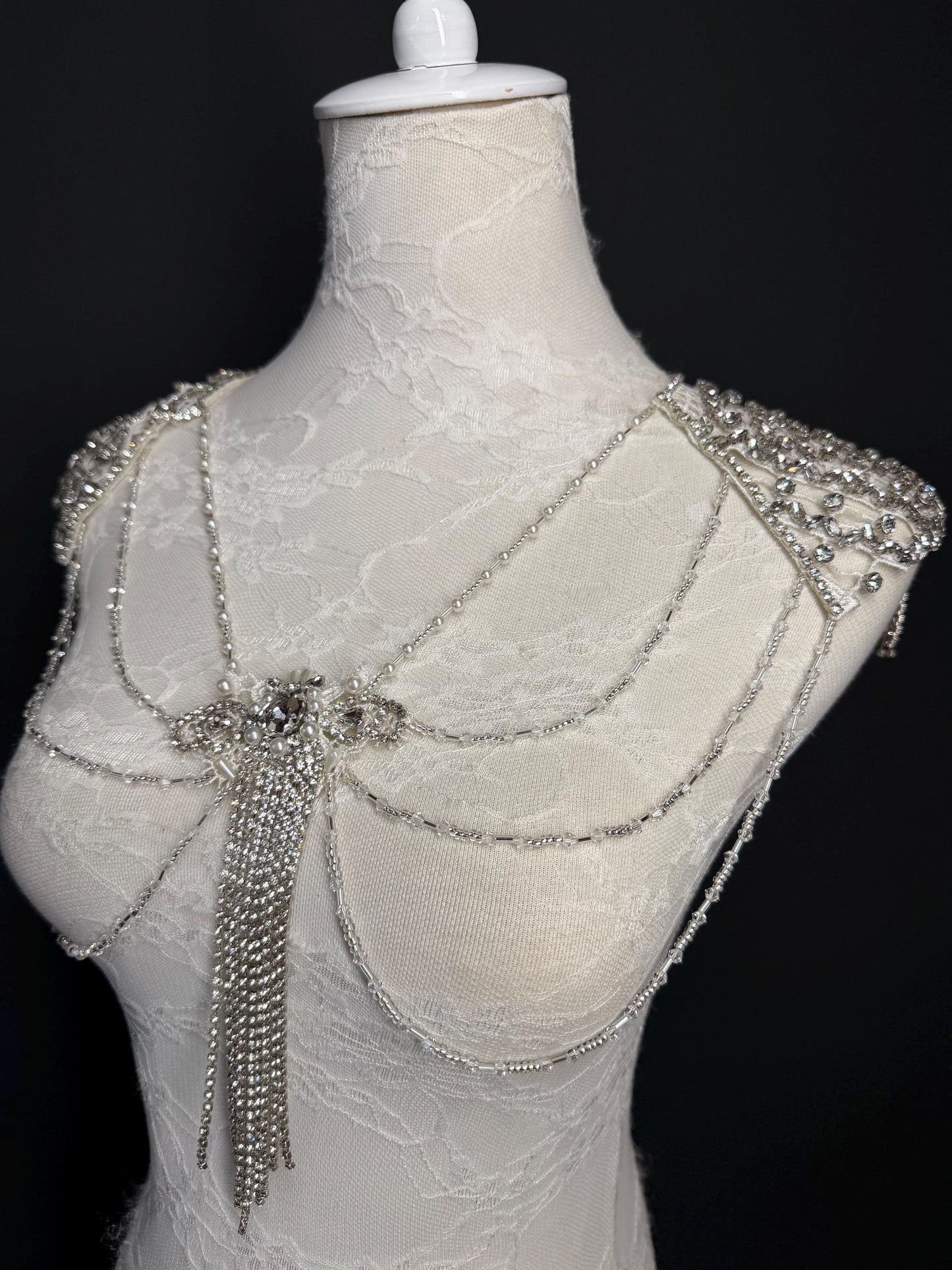 Jewel Shoulder Accessory, Bridal, Elegant, Rhinestone, Beaded shoulder jewellery