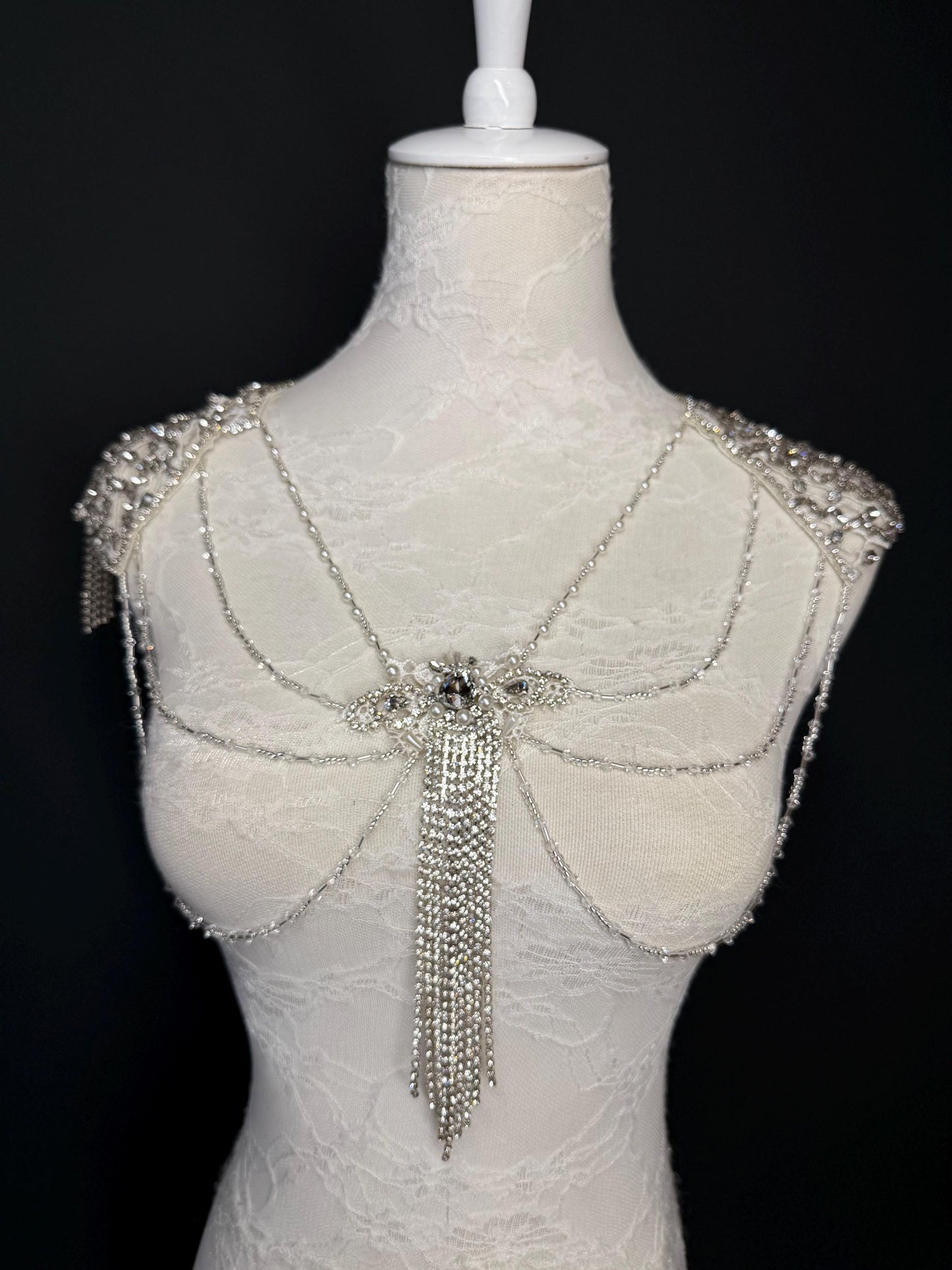 Jewel Shoulder Accessory, Bridal, Elegant, Rhinestone, Beaded shoulder jewellery