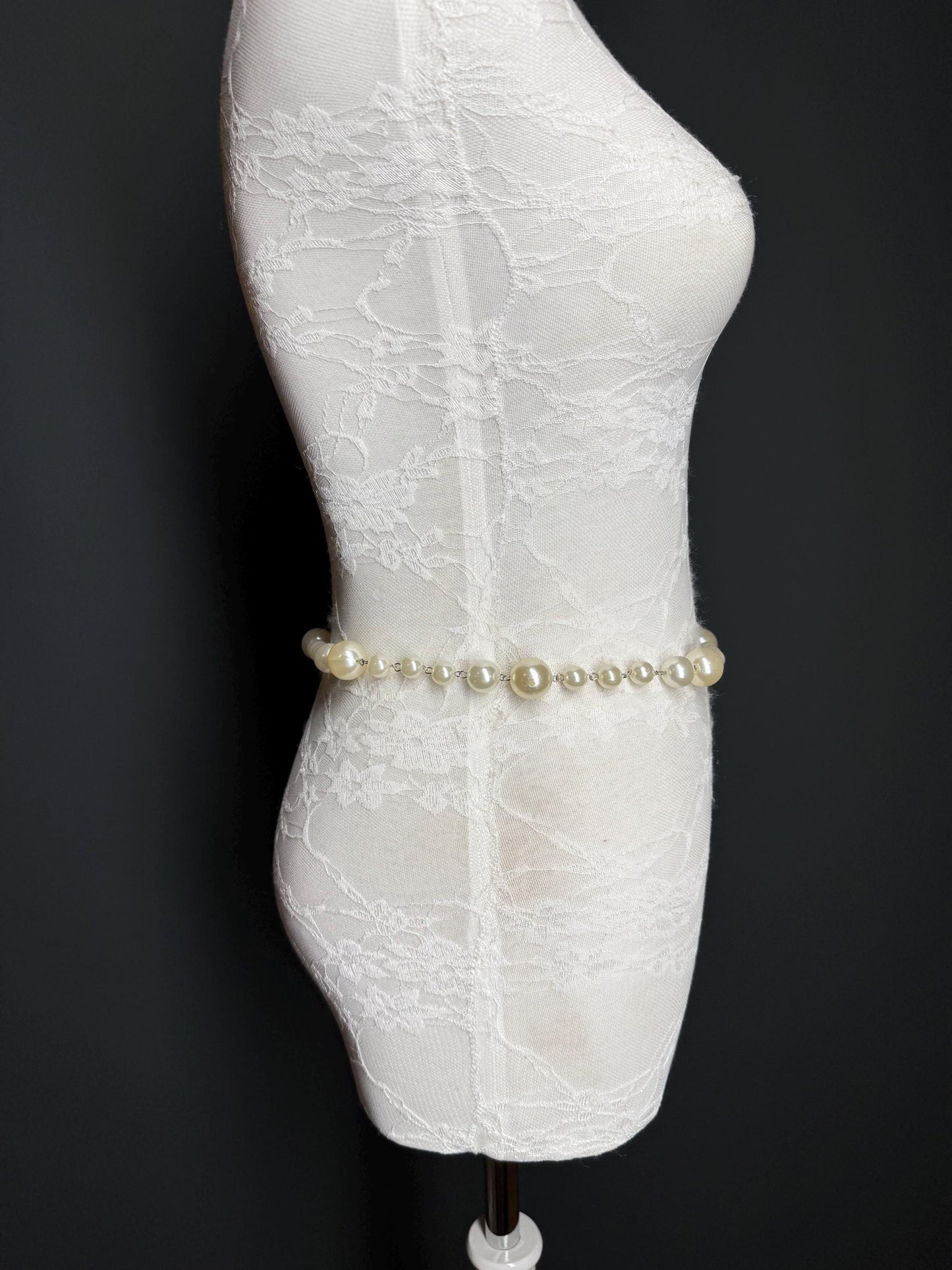 Pearl Belt, Full Length Pearl Belt, UK sizes 18”-60” Cream Pearl Belt, Swimwear, Dresses, Accessory, Fashion, FAN Design, Elegant, Bridal