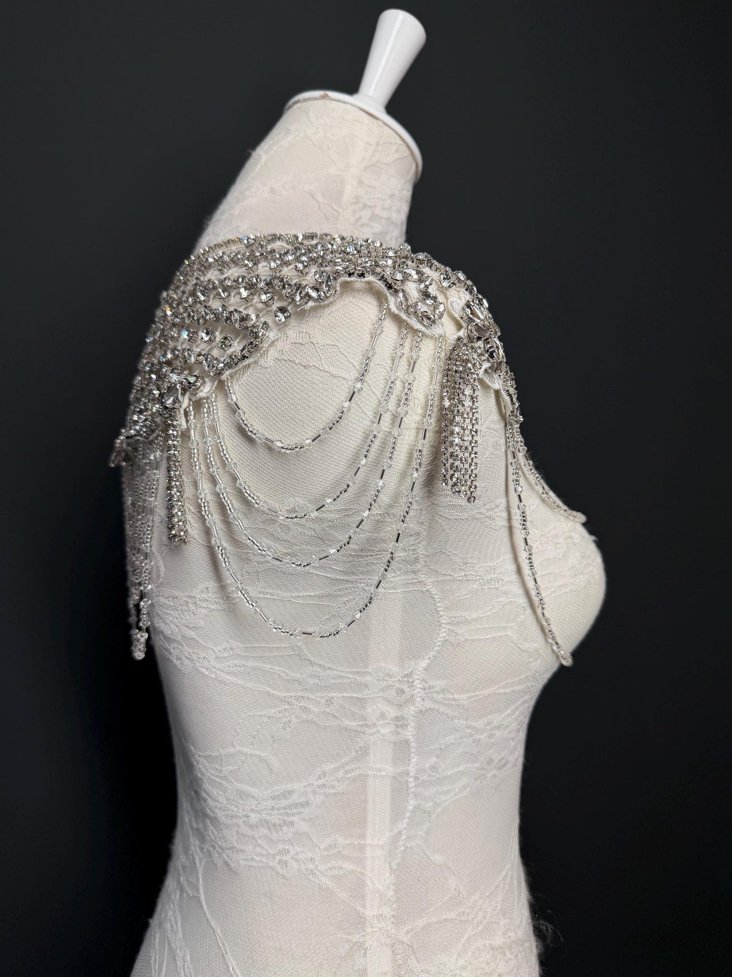 Jewel Shoulder Accessory, Bridal, Elegant, Rhinestone, Beaded shoulder jewellery