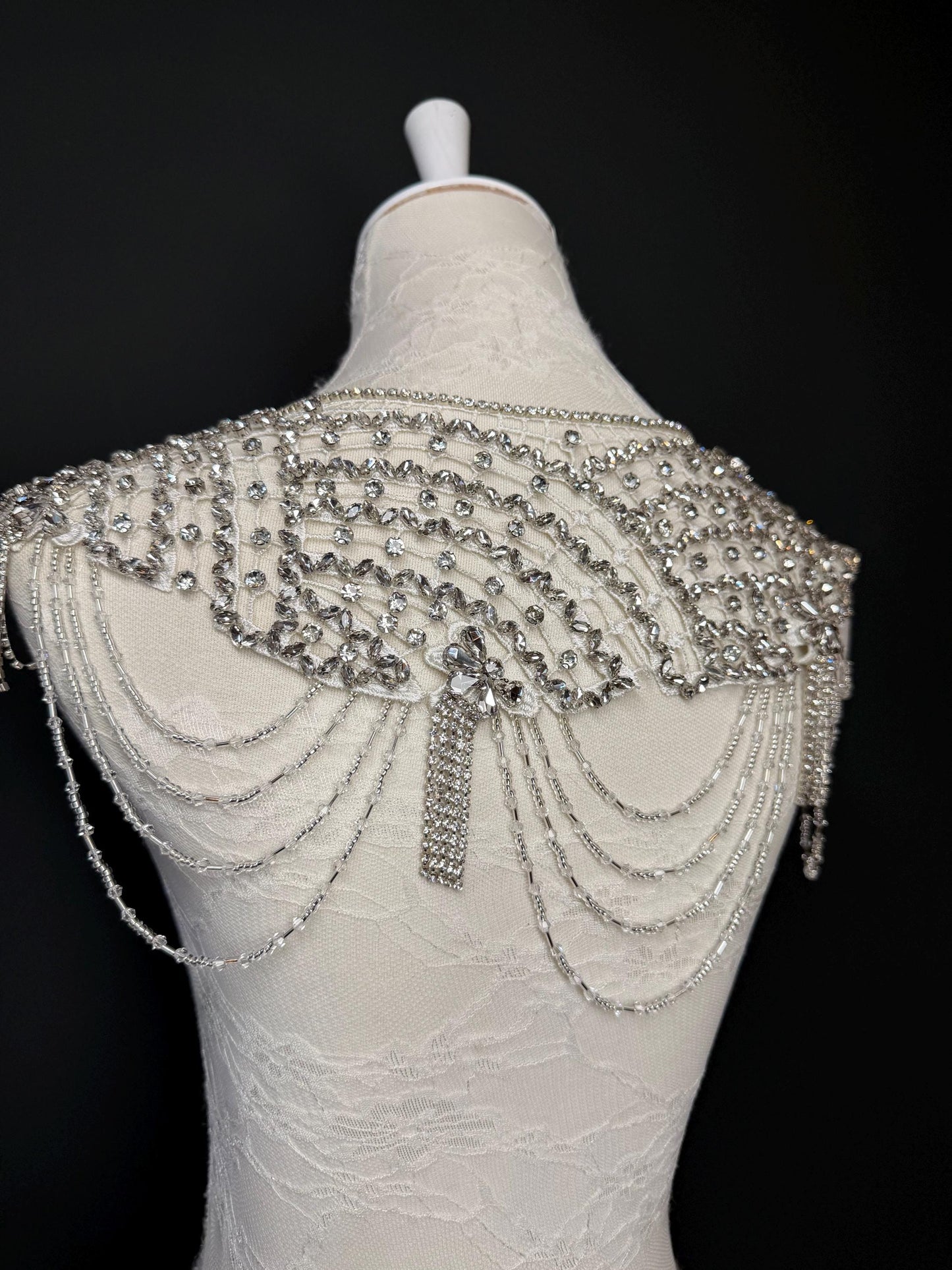 Jewel Shoulder Accessory, Bridal, Elegant, Rhinestone, Beaded shoulder jewellery