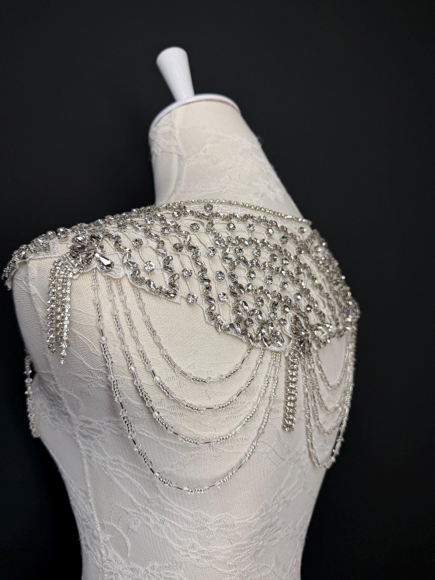 Jewel Shoulder Accessory, Bridal, Elegant, Rhinestone, Beaded shoulder jewellery