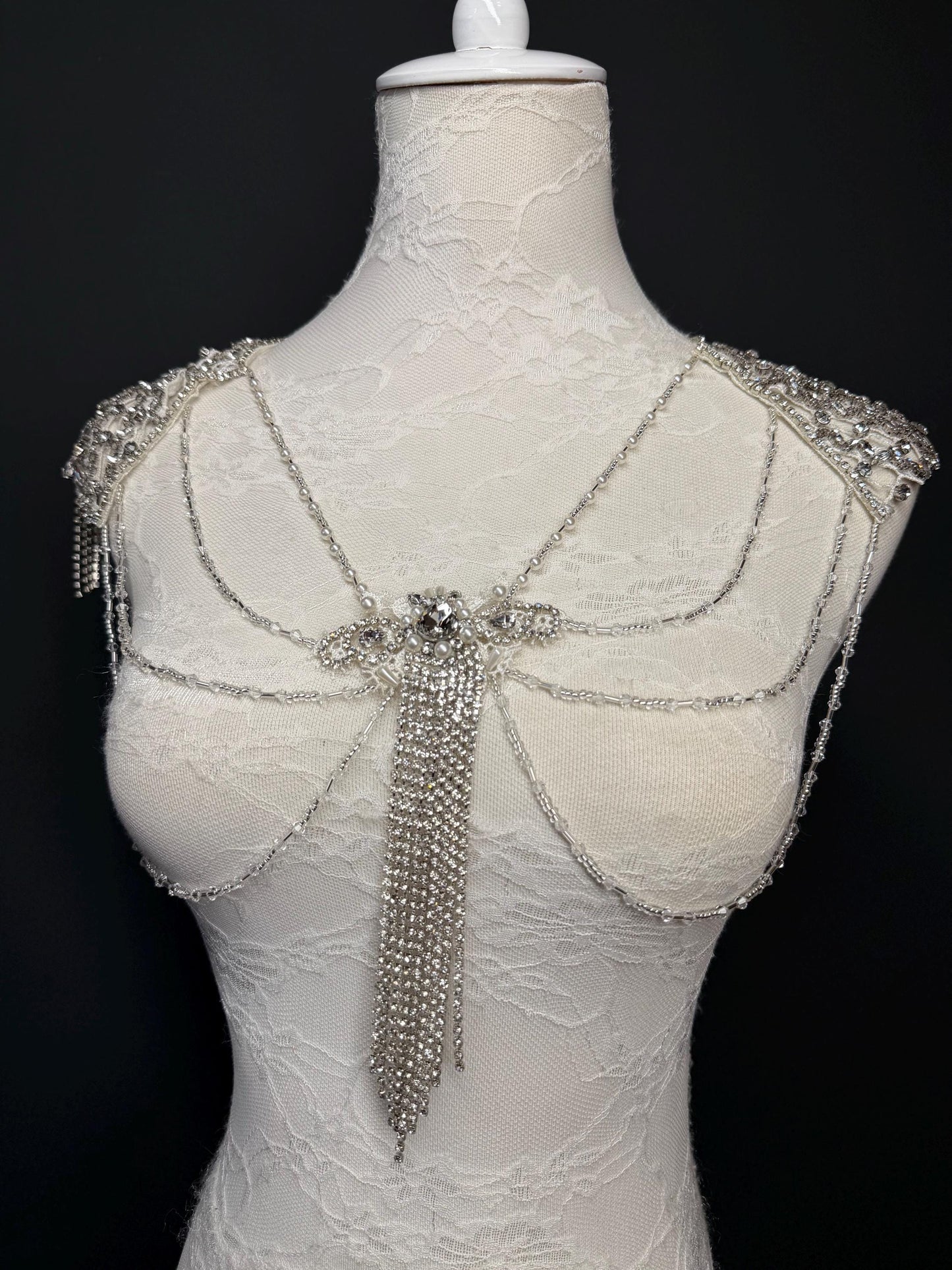 Jewel Shoulder Accessory, Bridal, Elegant, Rhinestone, Beaded shoulder jewellery