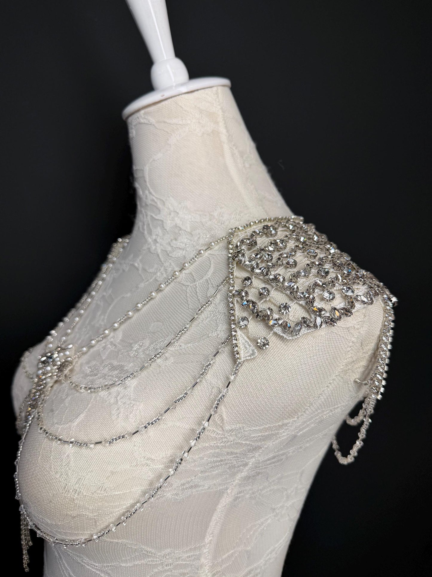 Jewel Shoulder Accessory, Bridal, Elegant, Rhinestone, Beaded shoulder jewellery