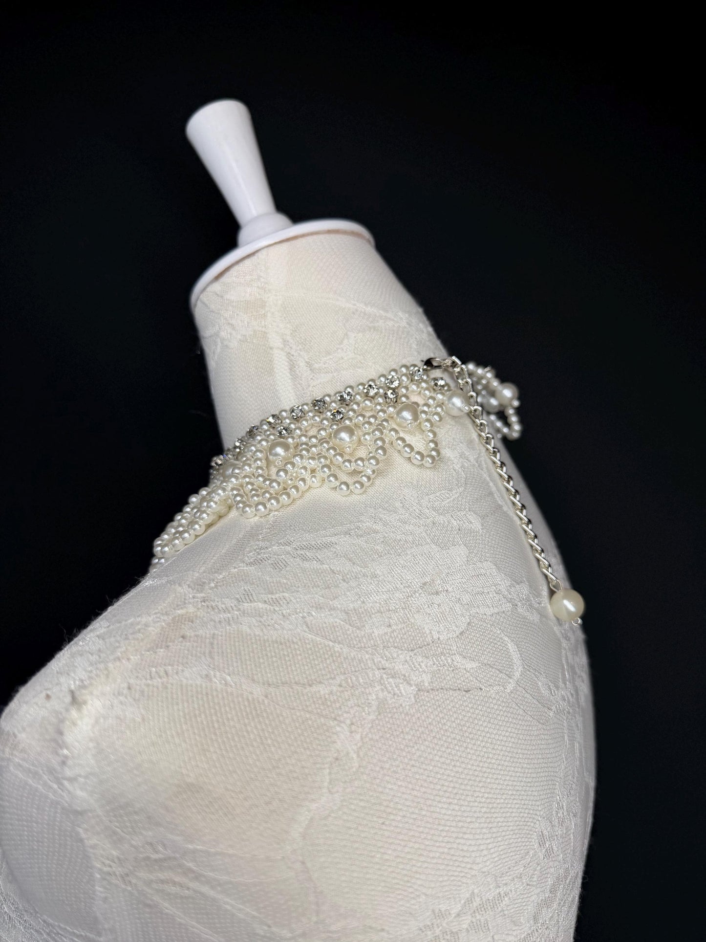 Pearl Jewel Shoulder Accessory, Bridal, Elegant, Rhinestone, Beaded shoulder jewellery