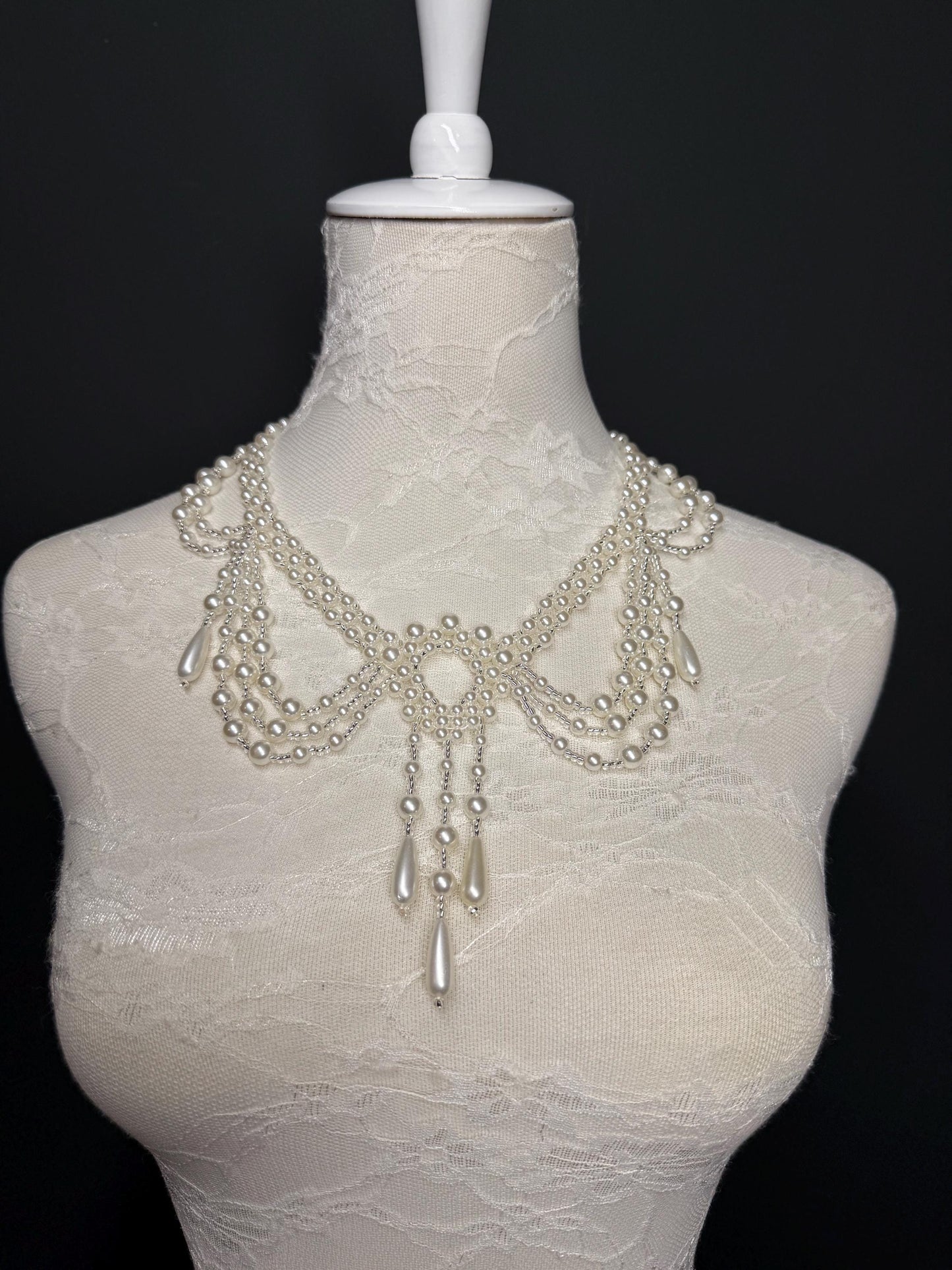 Bridal Pearl Shoulder Necklace, Weddings, Elegant, Partywear
