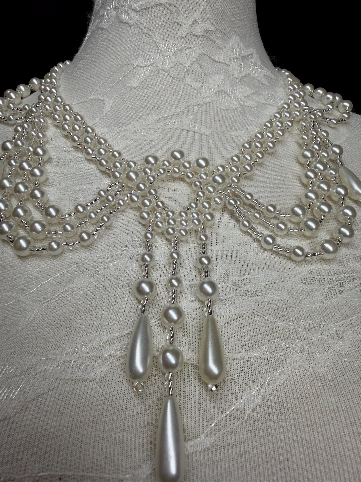 Bridal Pearl Shoulder Necklace, Weddings, Elegant, Partywear