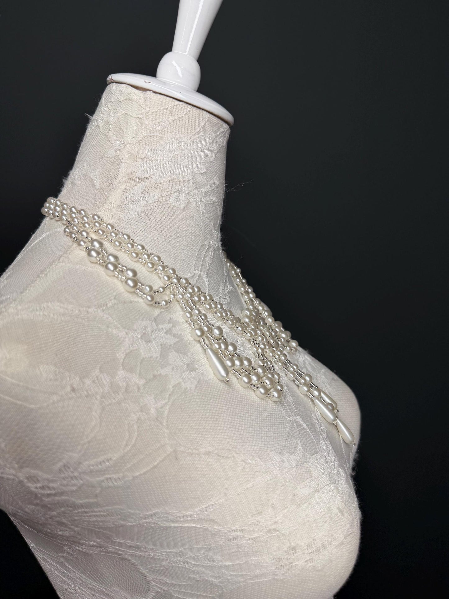 Bridal Pearl Shoulder Necklace, Weddings, Elegant, Partywear