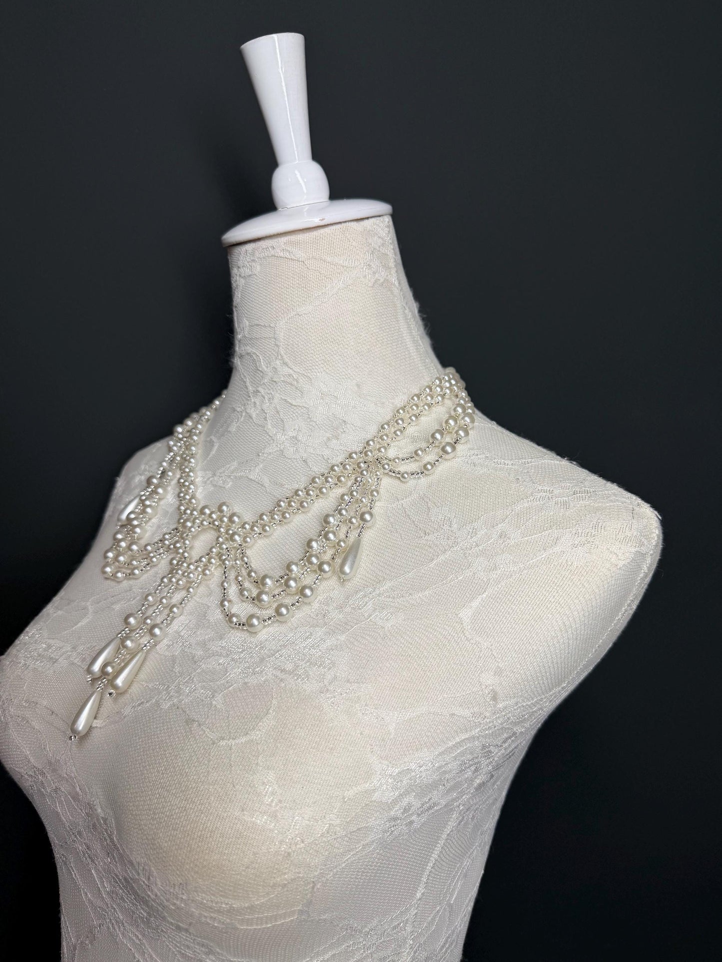 Bridal Pearl Shoulder Necklace, Weddings, Elegant, Partywear