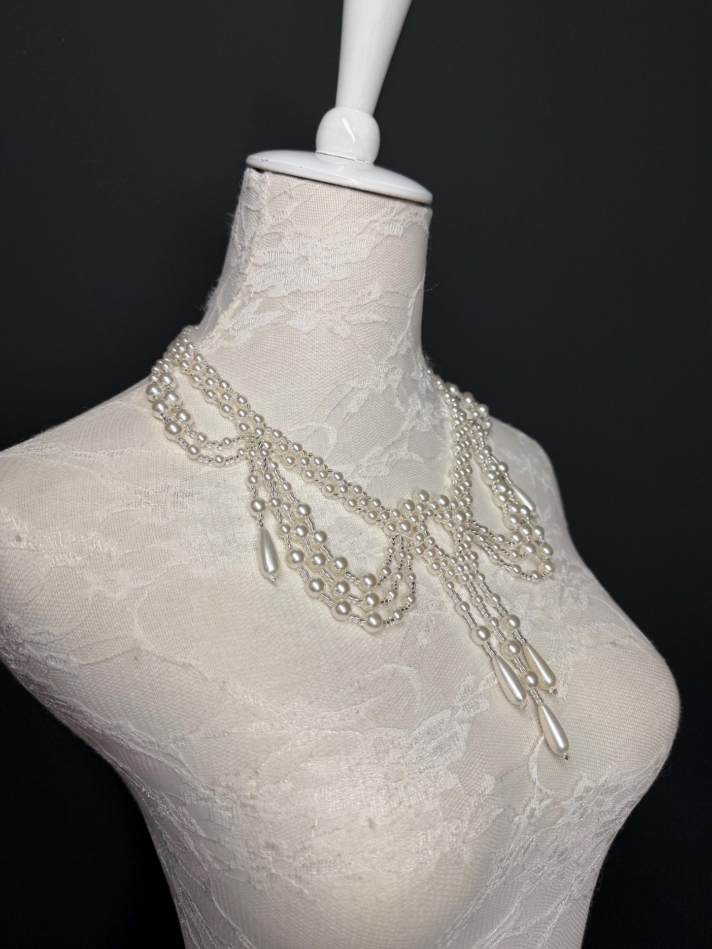 Bridal Pearl Shoulder Necklace, Weddings, Elegant, Partywear