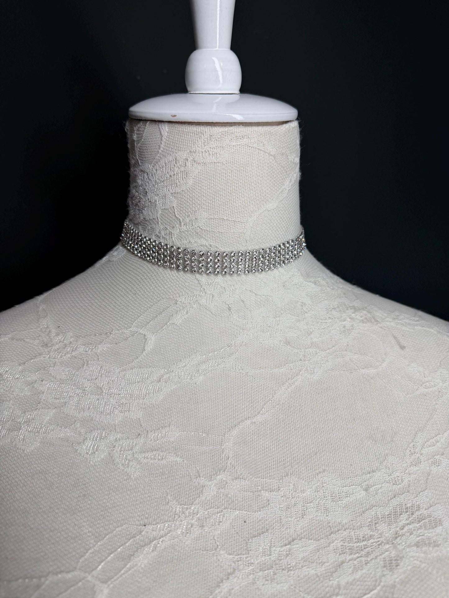Rhinestone Choker, Elegant, Choker Necklace, Bridal, 1/2” Wide