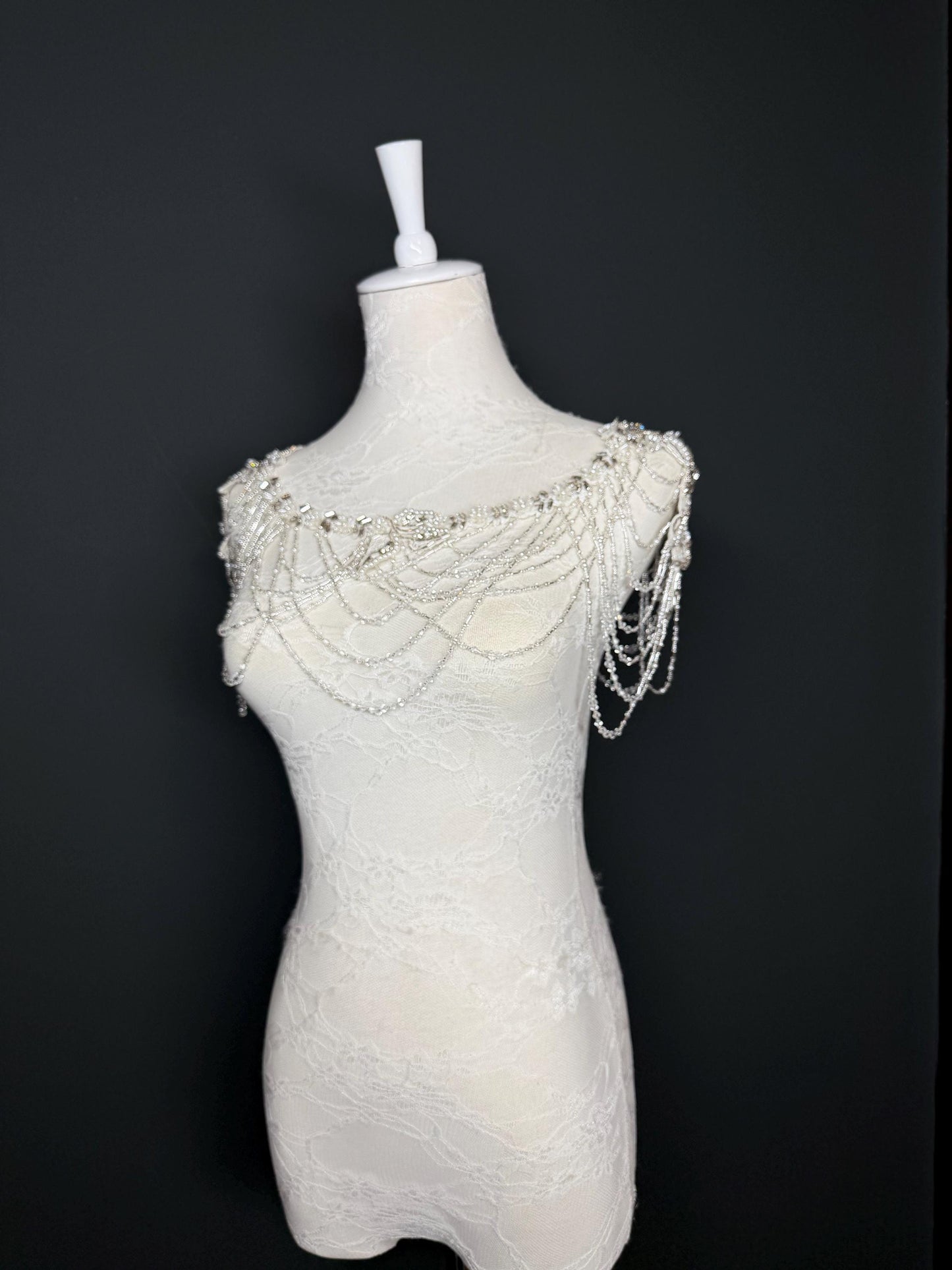 Jewel Shoulder Accessory, Bridal, Elegant, Rhinestone, Beaded shoulder jewellery