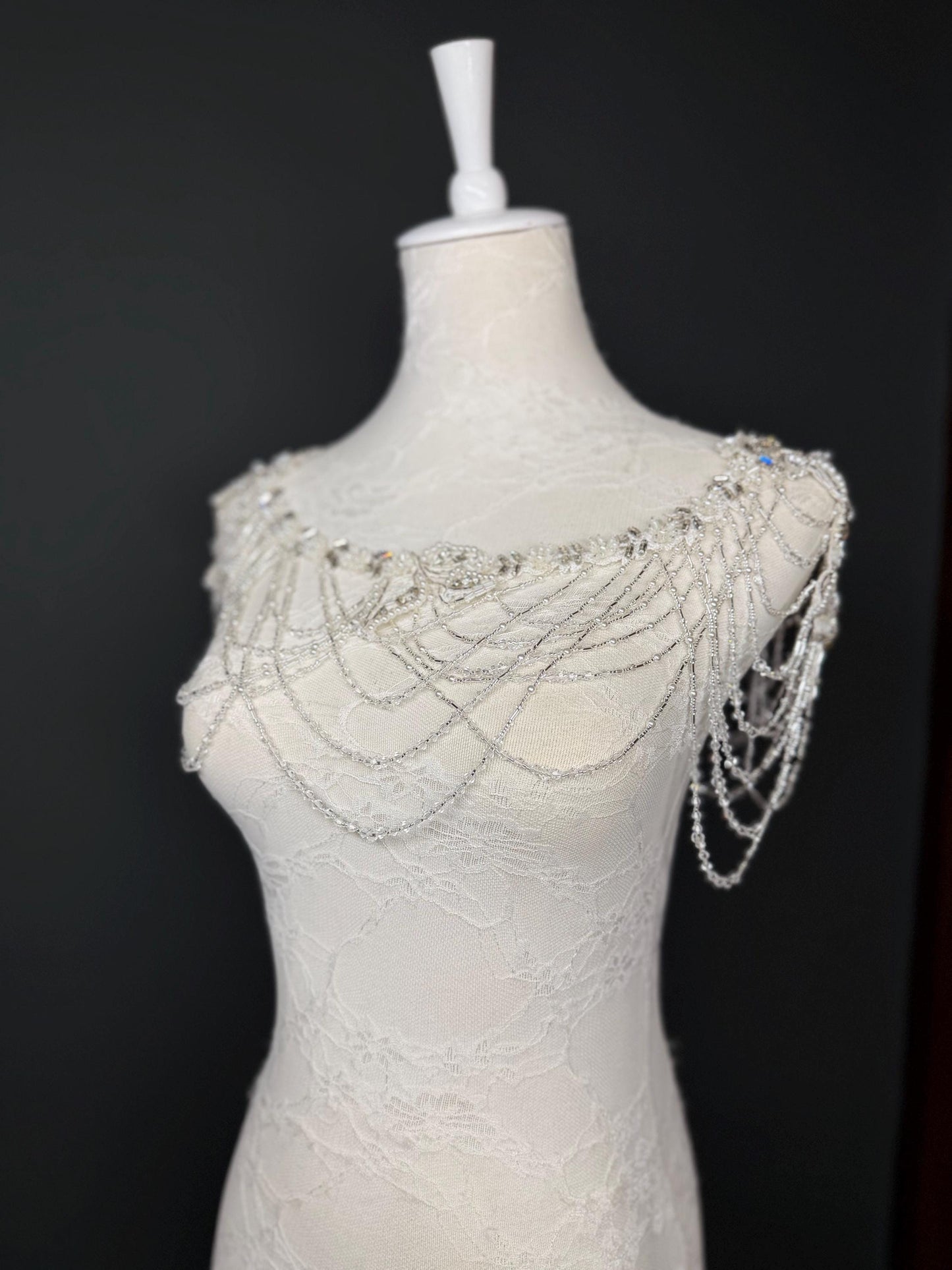 Jewel Shoulder Accessory, Bridal, Elegant, Rhinestone, Beaded shoulder jewellery