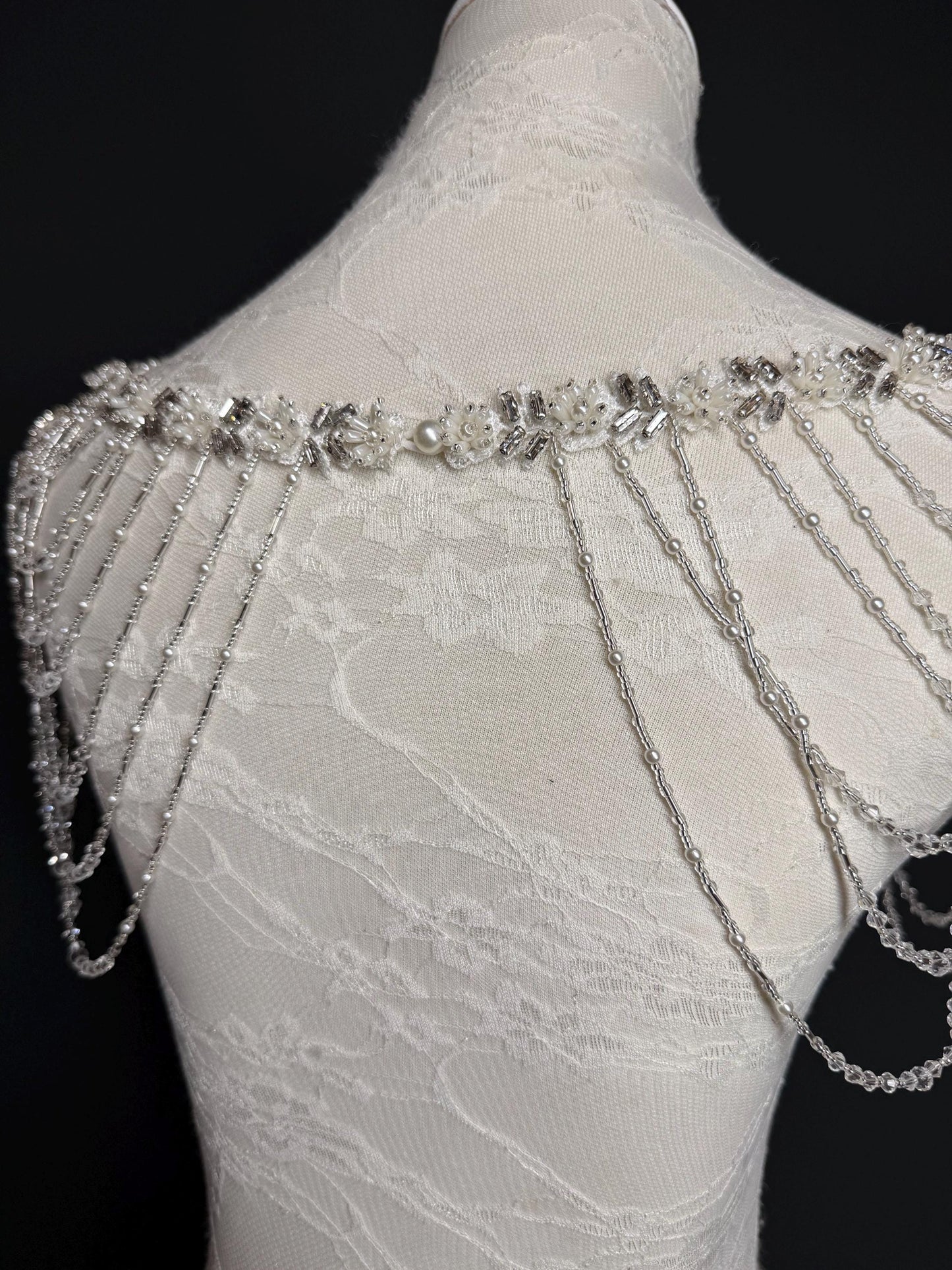 Jewel Shoulder Accessory, Bridal, Elegant, Rhinestone, Beaded shoulder jewellery