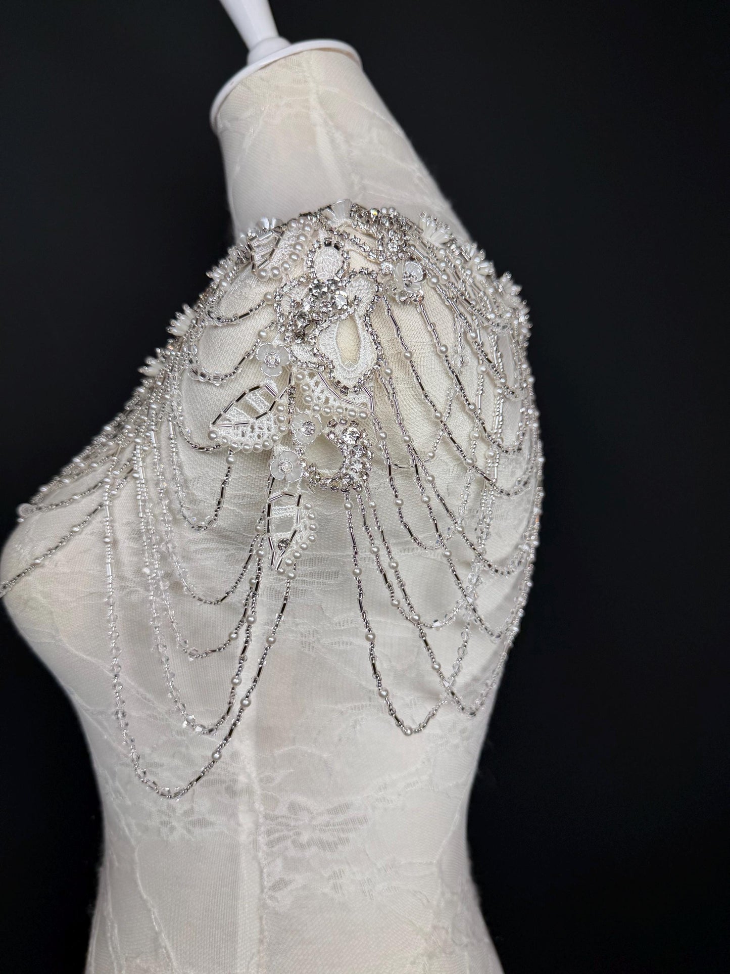 Jewel Shoulder Accessory, Bridal, Elegant, Rhinestone, Beaded shoulder jewellery