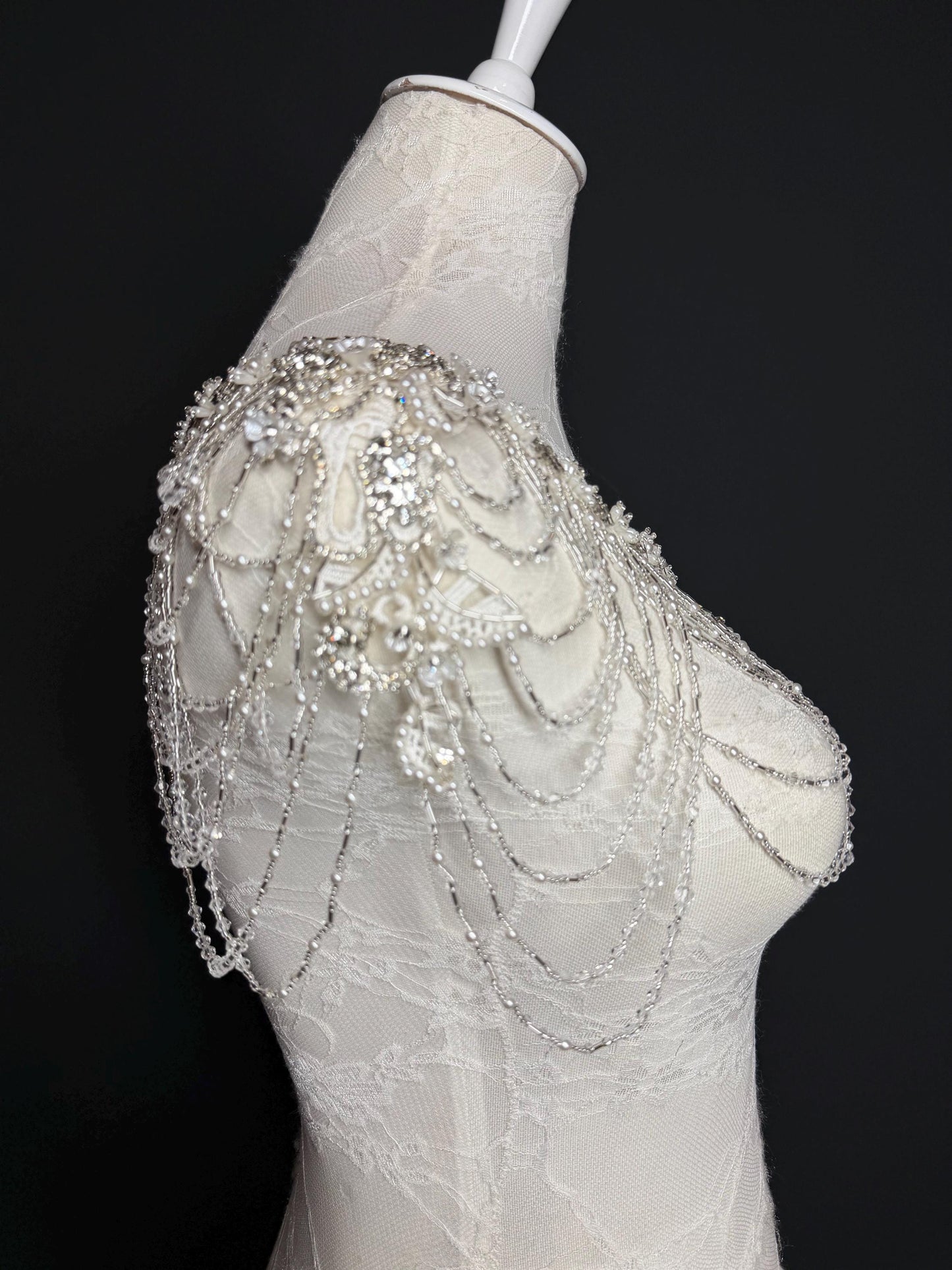 Jewel Shoulder Accessory, Bridal, Elegant, Rhinestone, Beaded shoulder jewellery