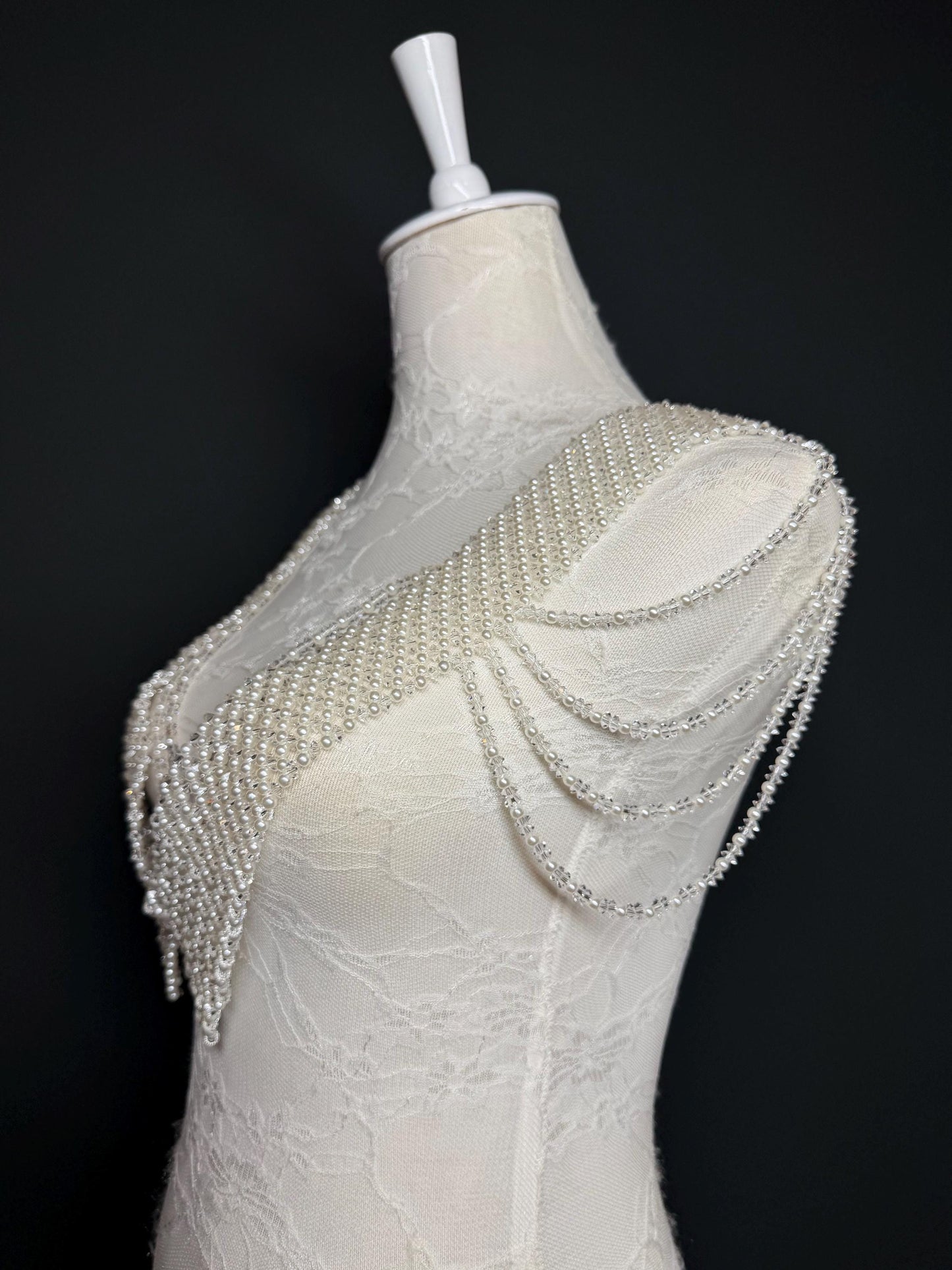 Pearl Shoulder Accessory, Bridal, Elegant, Pearl Beaded shoulder jewellery