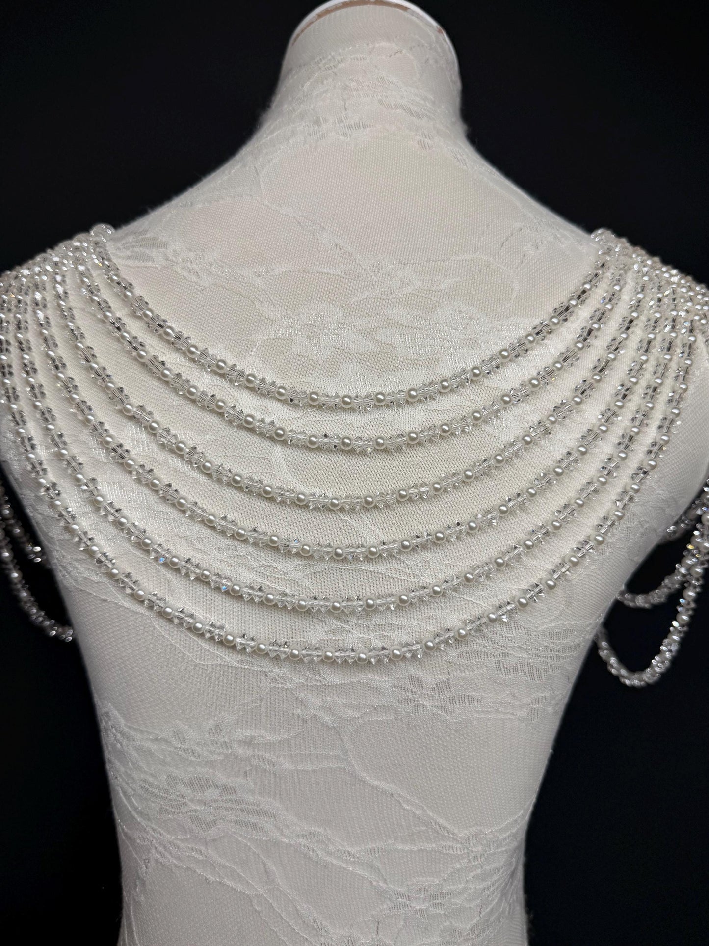 Pearl Shoulder Accessory, Bridal, Elegant, Pearl Beaded shoulder jewellery