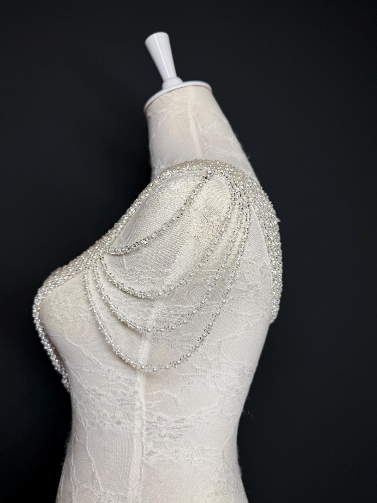 Pearl Shoulder Accessory, Bridal, Elegant, Pearl Beaded shoulder jewellery