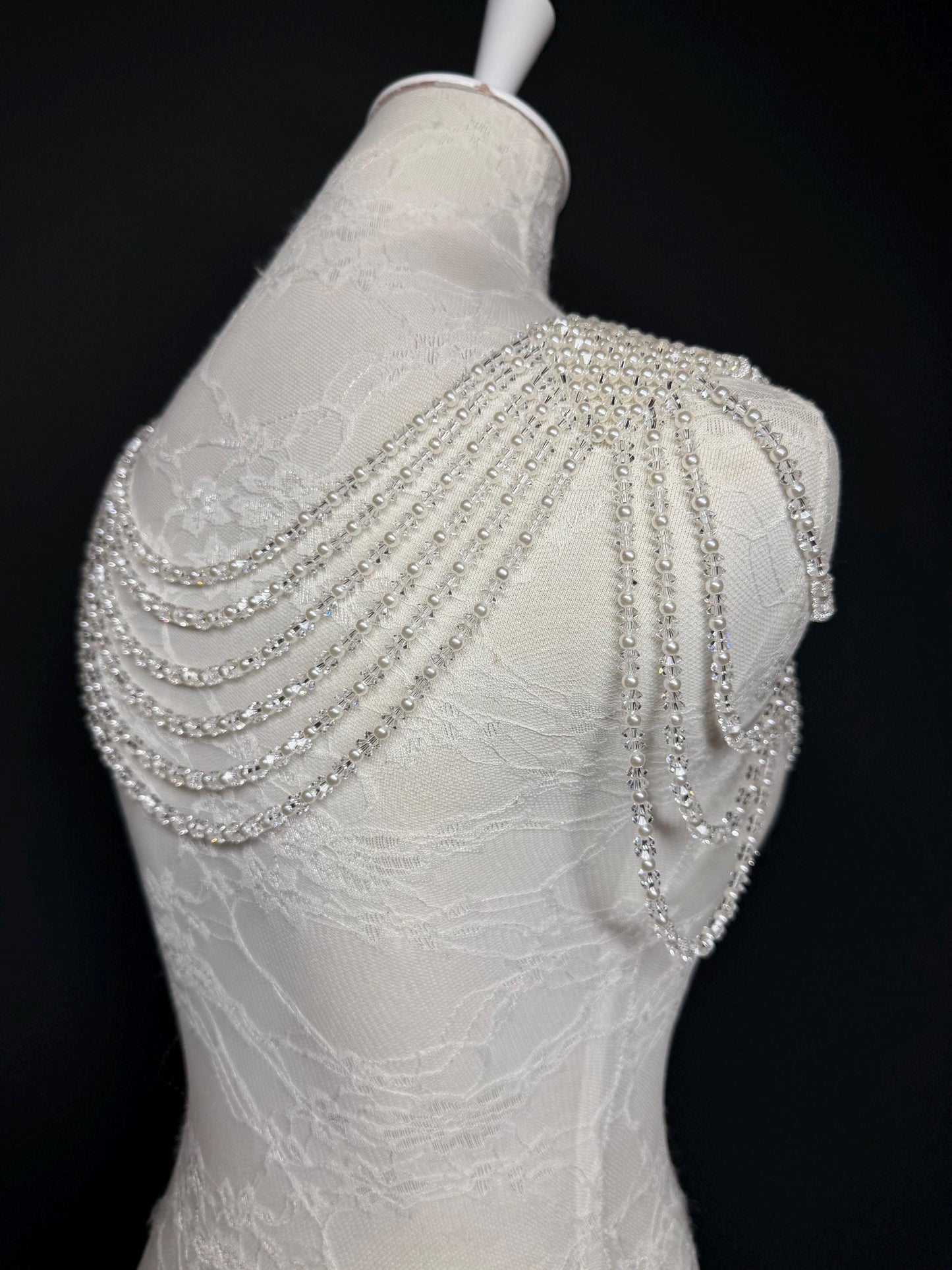 Pearl Shoulder Accessory, Bridal, Elegant, Pearl Beaded shoulder jewellery