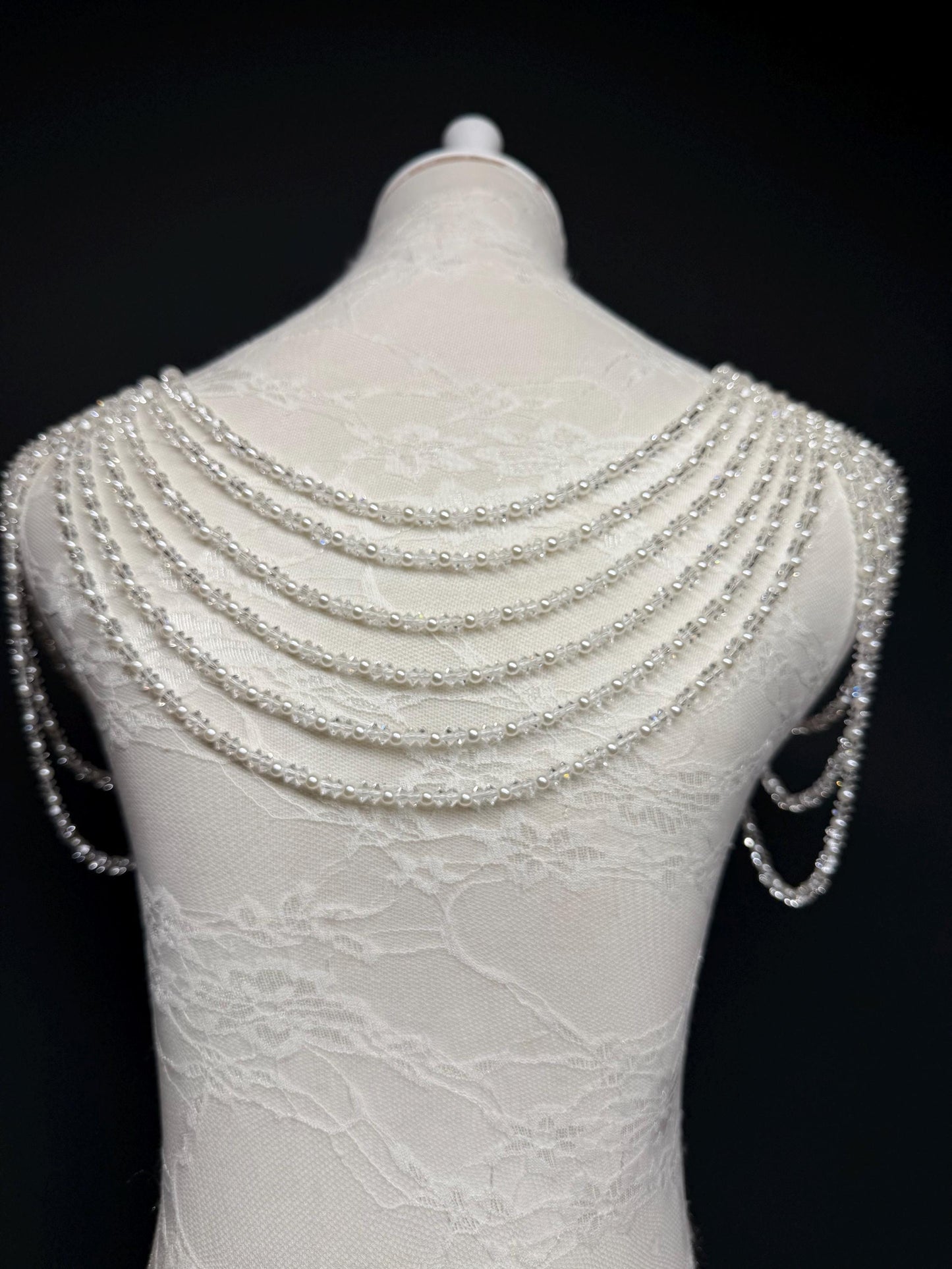 Pearl Shoulder Accessory, Bridal, Elegant, Pearl Beaded shoulder jewellery