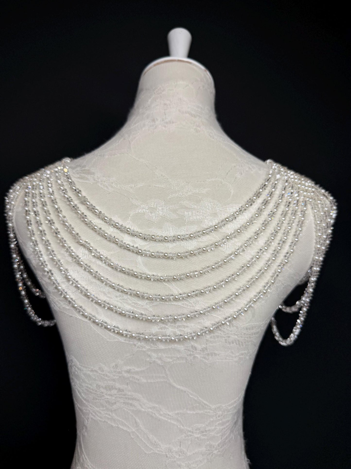 Pearl Shoulder Accessory, Bridal, Elegant, Pearl Beaded shoulder jewellery