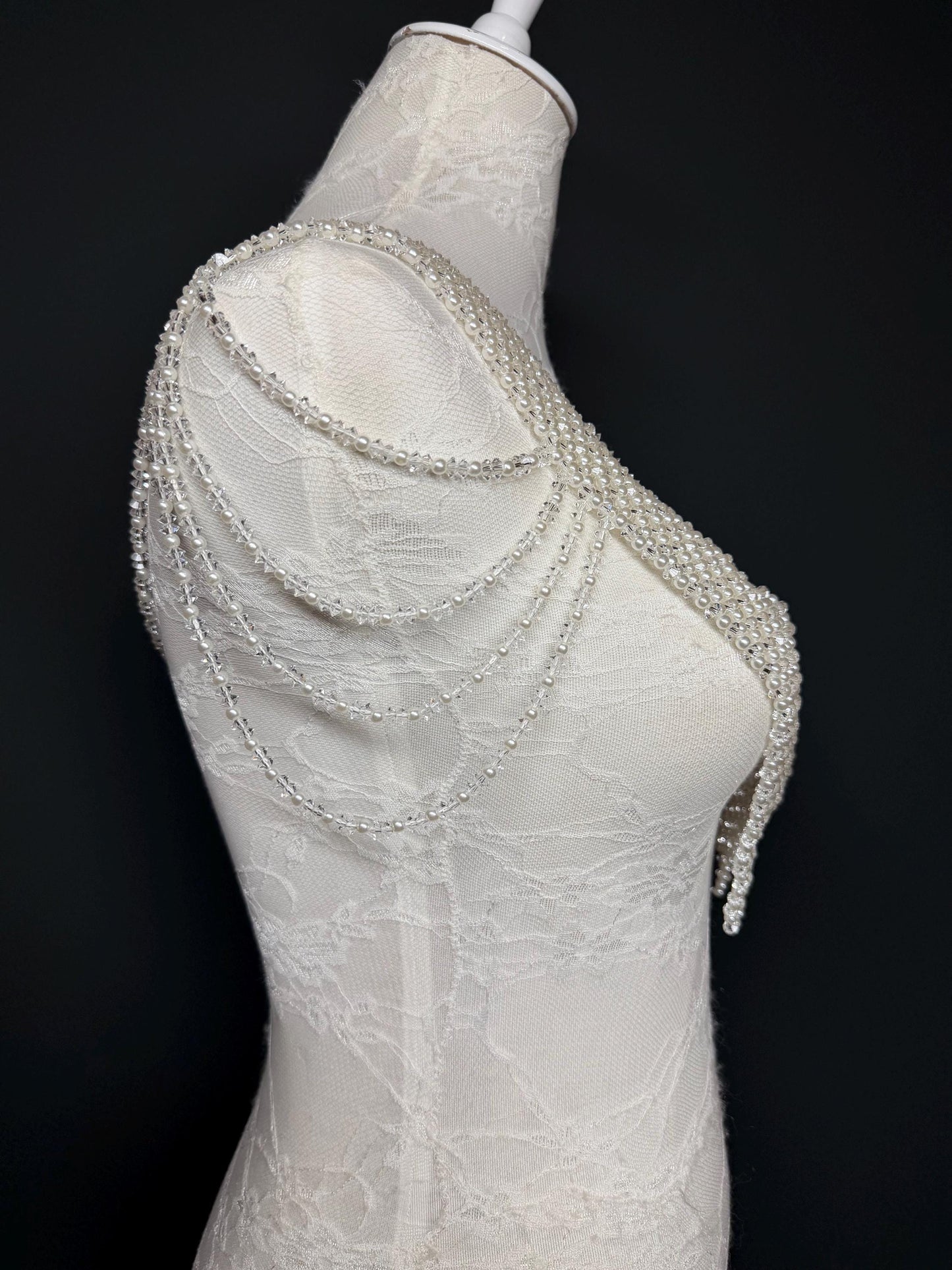 Pearl Shoulder Accessory, Bridal, Elegant, Pearl Beaded shoulder jewellery