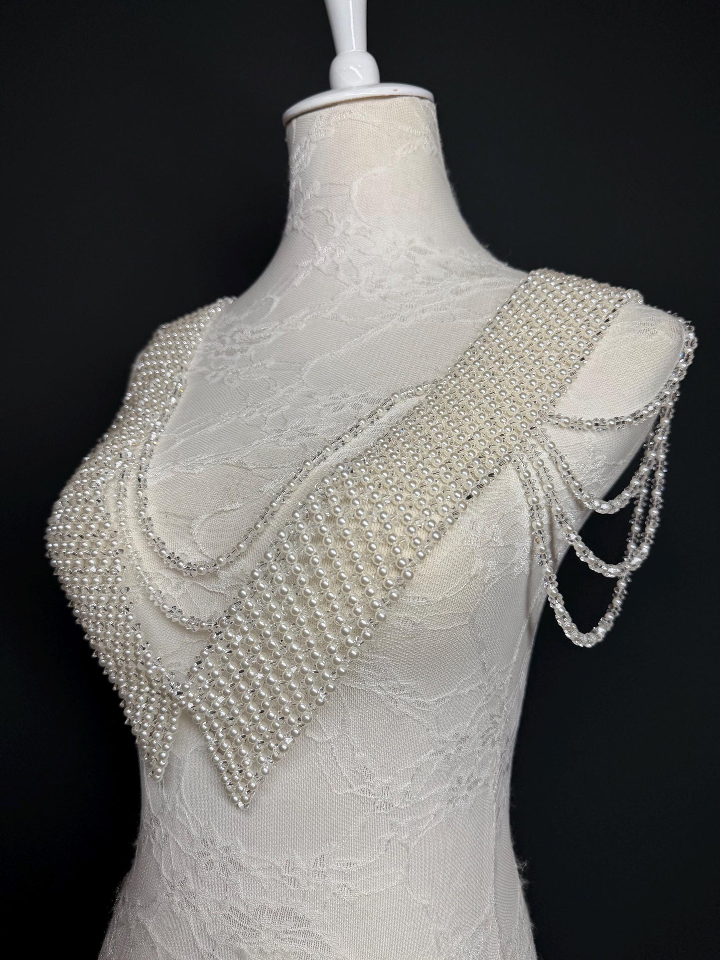 Pearl Shoulder Accessory, Bridal, Elegant, Pearl Beaded shoulder jewellery