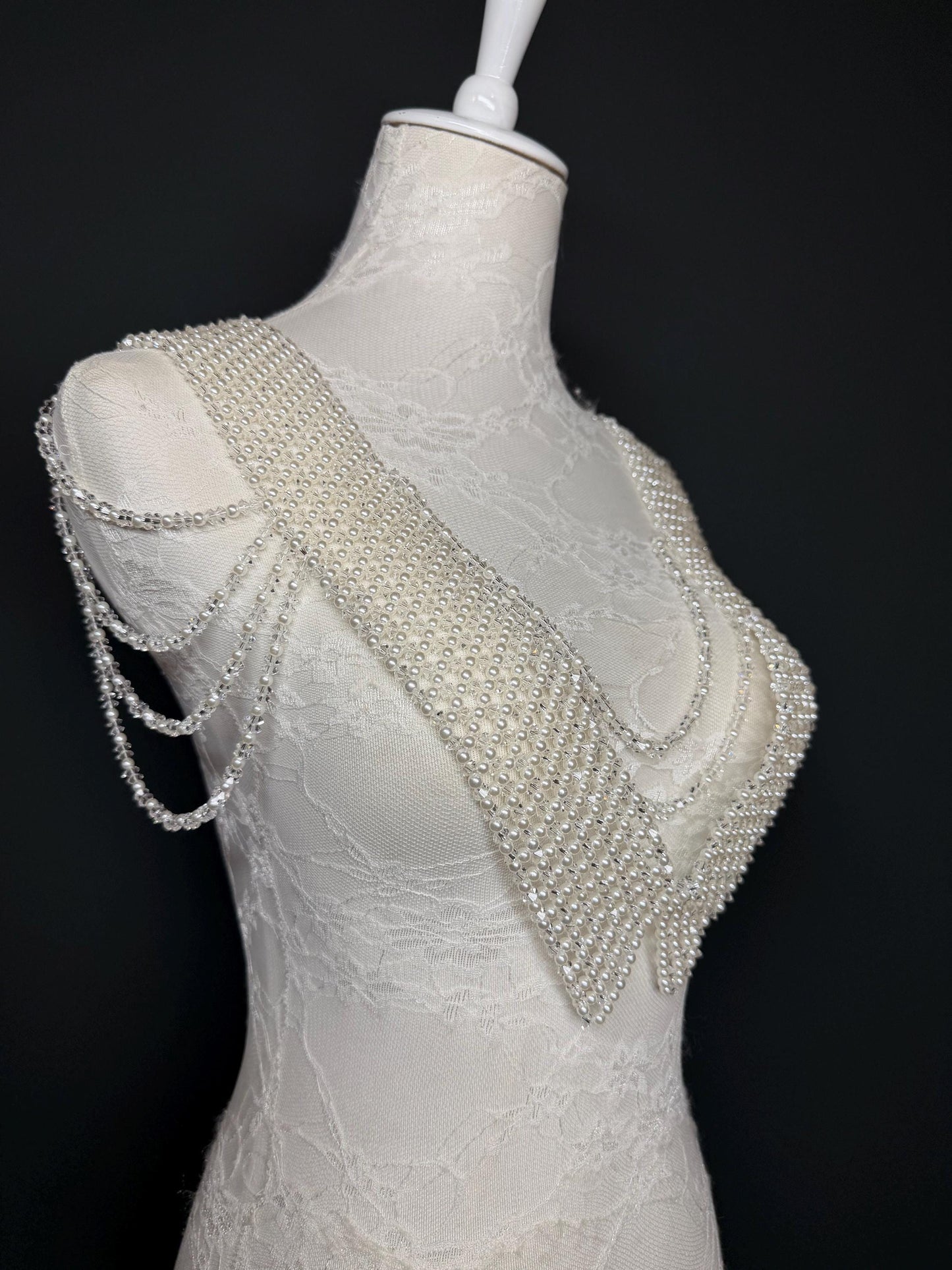 Pearl Shoulder Accessory, Bridal, Elegant, Pearl Beaded shoulder jewellery