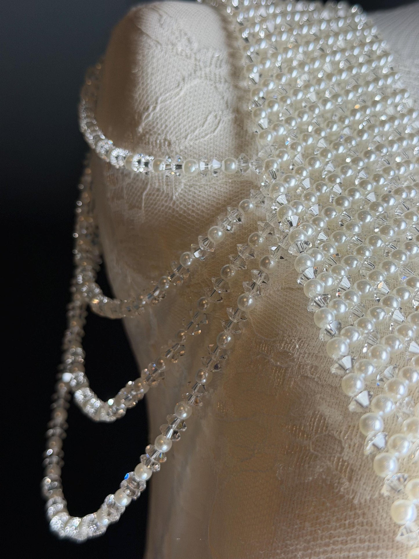 Pearl Shoulder Accessory, Bridal, Elegant, Pearl Beaded shoulder jewellery