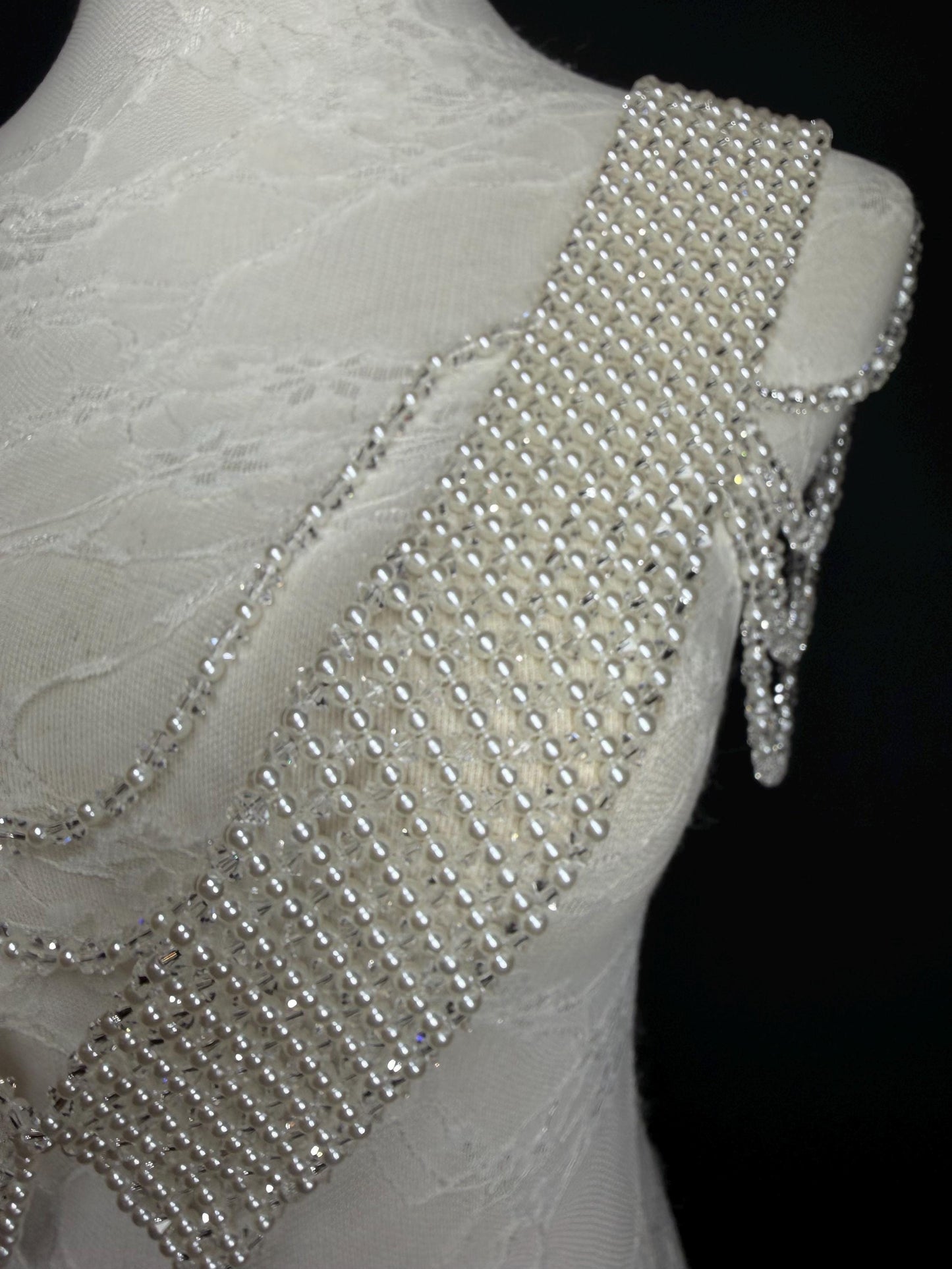 Pearl Shoulder Accessory, Bridal, Elegant, Pearl Beaded shoulder jewellery