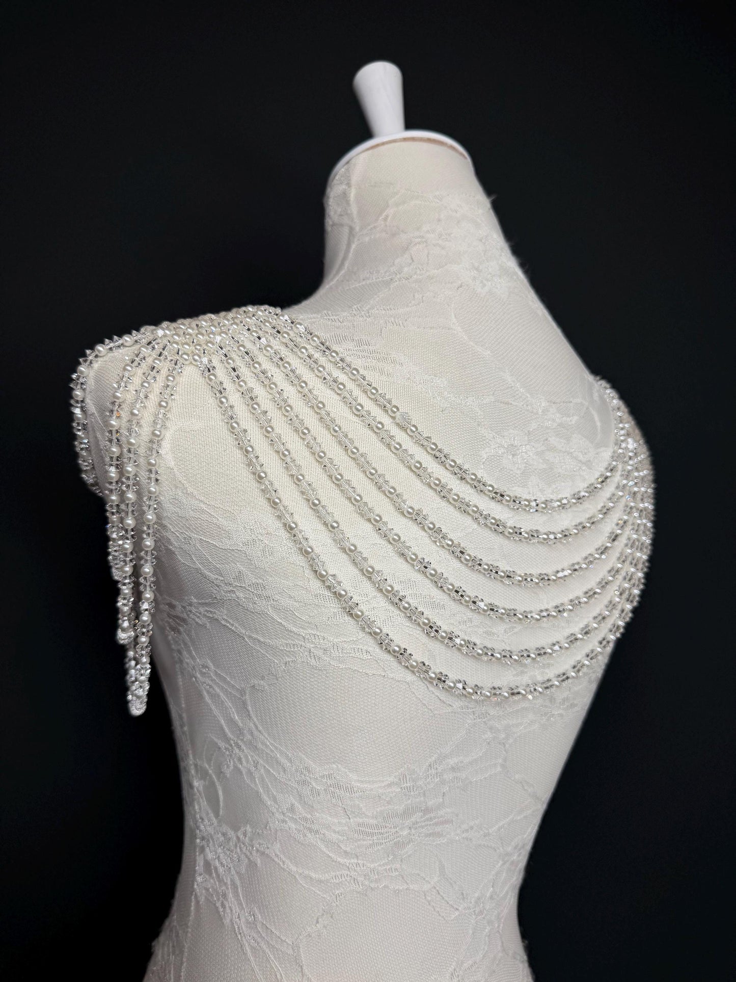 Pearl Shoulder Accessory, Bridal, Elegant, Pearl Beaded shoulder jewellery