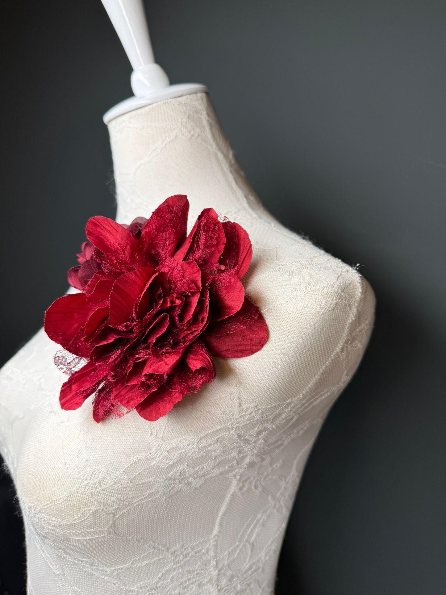 Large Corsage Flower, Dark Red, 9 colours, 5.5” 14cm Wide