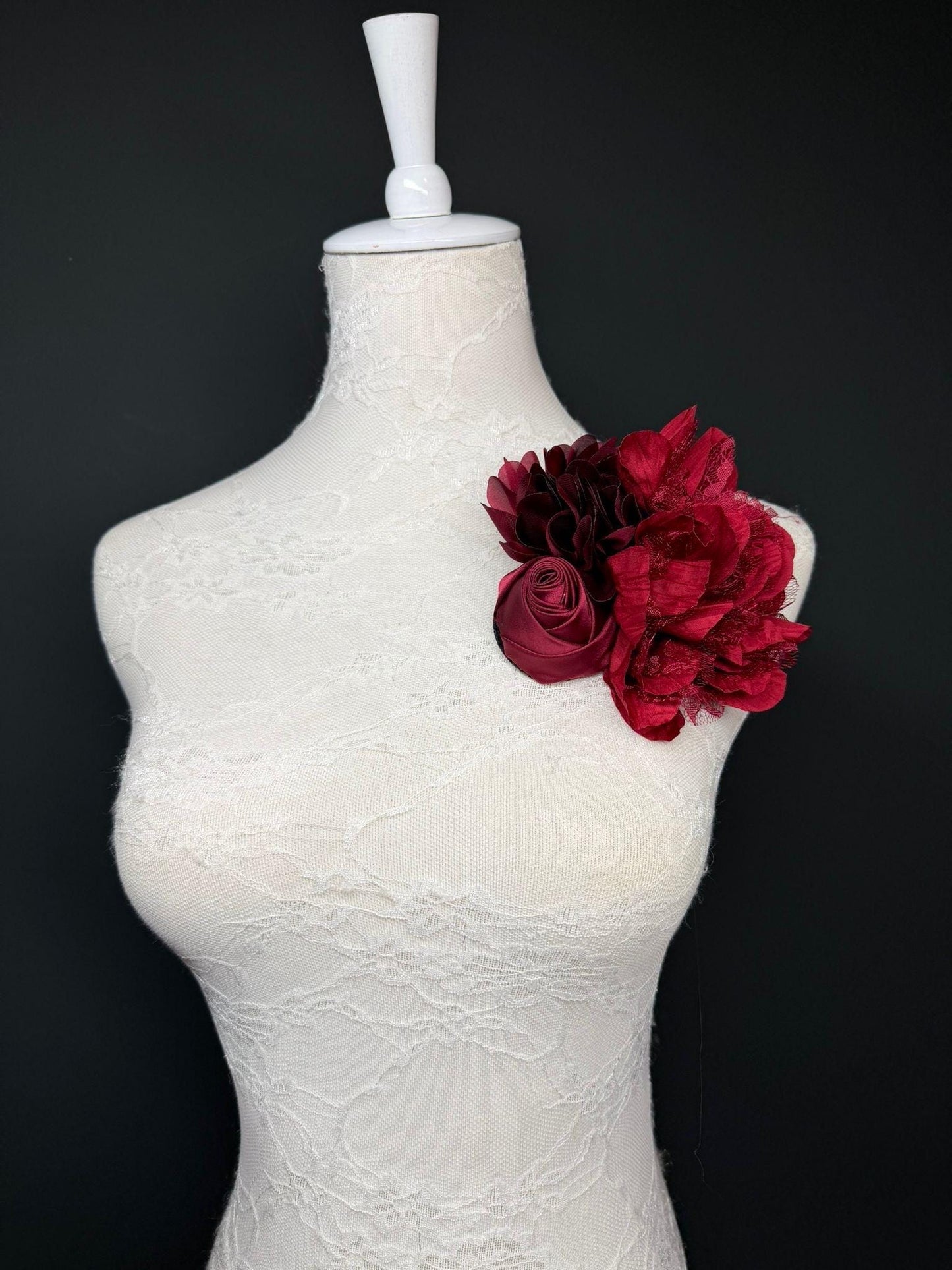 Large Corsage Flower, Dark Red, 9 colours, 5.5” 14cm Wide