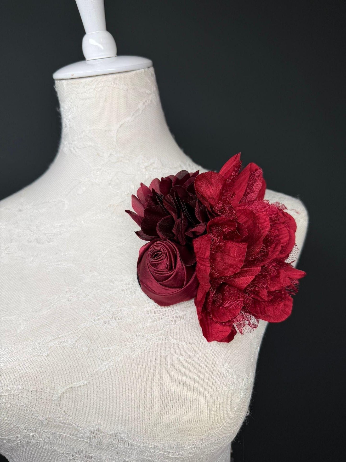 Large Corsage Flower, Dark Red, 9 colours, 5.5” 14cm Wide
