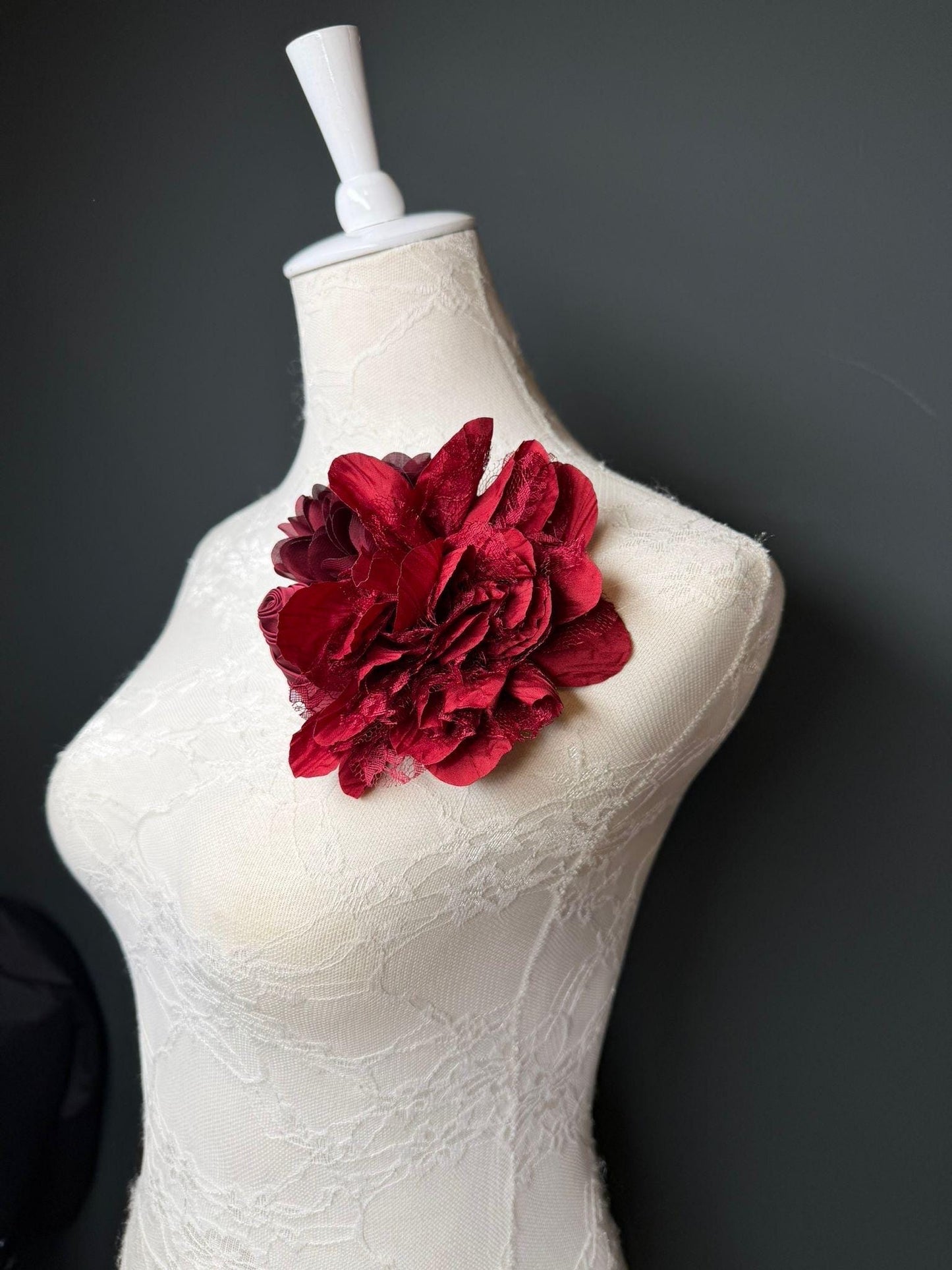 Large Corsage Flower, Dark Red, 9 colours, 5.5” 14cm Wide