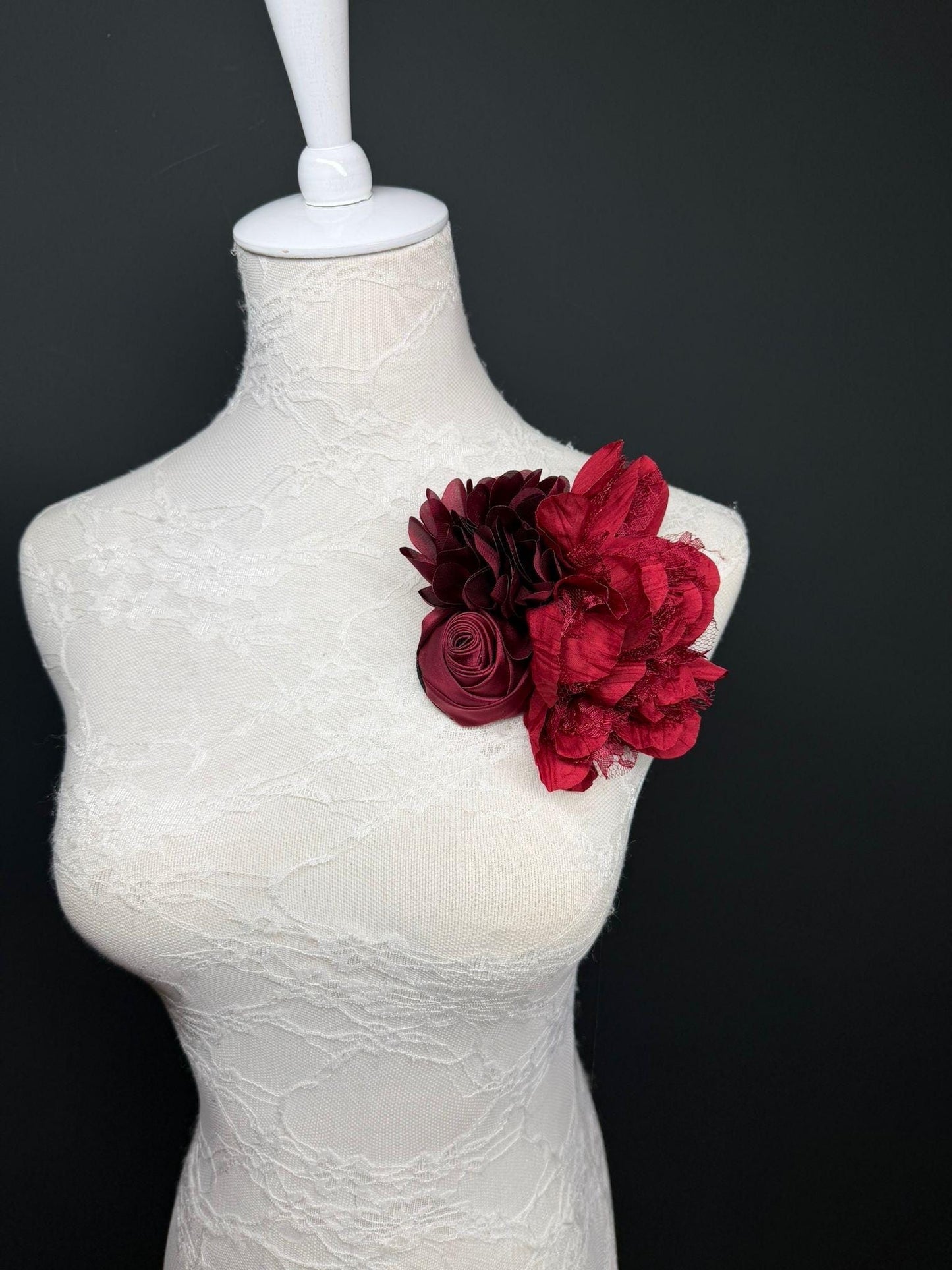 Large Corsage Flower, Dark Red, 9 colours, 5.5” 14cm Wide