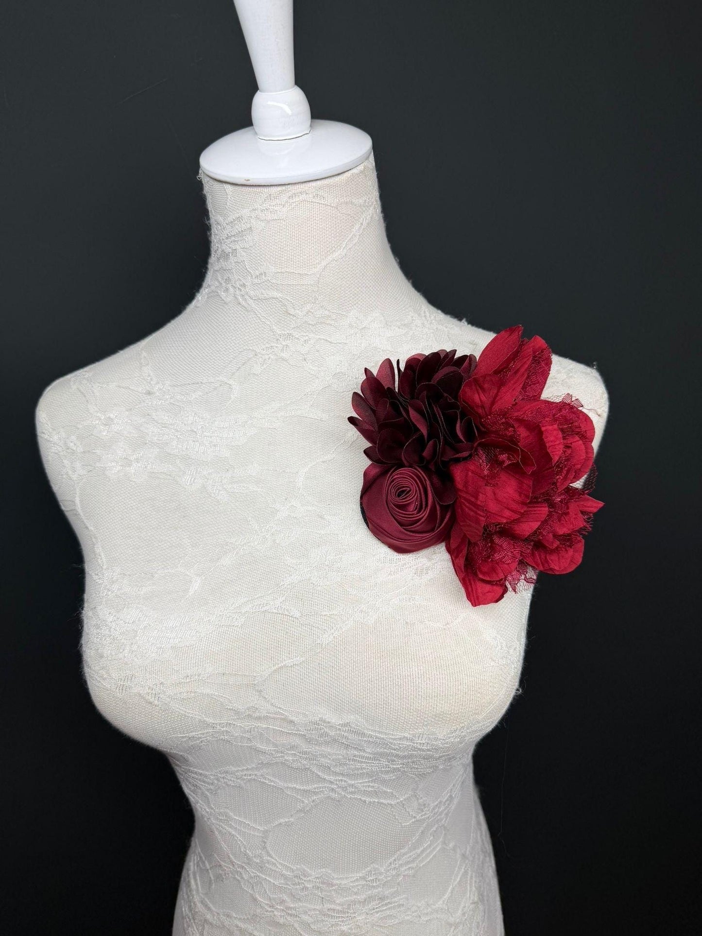 Large Corsage Flower, Dark Red, 9 colours, 5.5” 14cm Wide