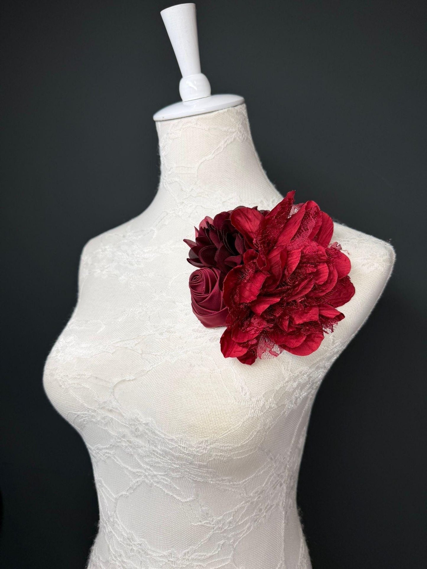 Large Corsage Flower, Dark Red, 9 colours, 5.5” 14cm Wide