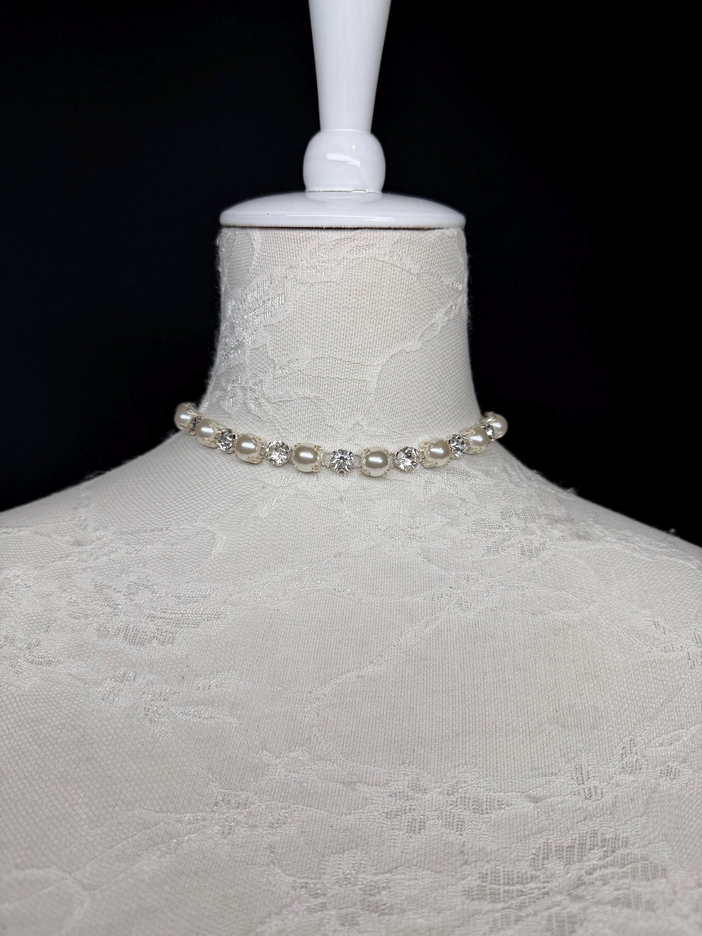 Pearl Jewel Choker: Handmade Elegant Bridal Necklace, Diamante, Jewels, Silver, Bridal Wear, Gift