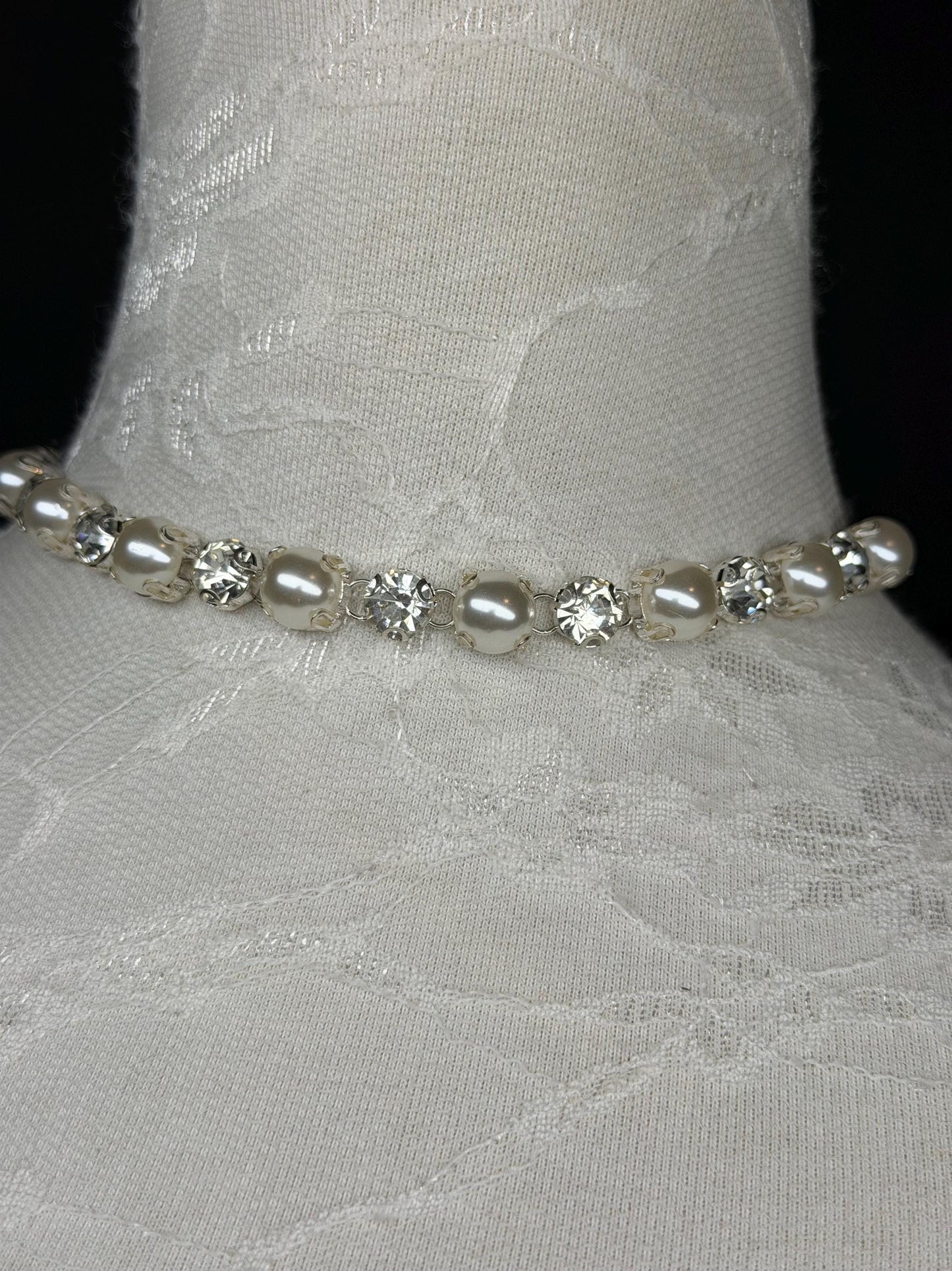 Pearl Jewel Choker: Handmade Elegant Bridal Necklace, Diamante, Jewels, Silver, Bridal Wear, Gift