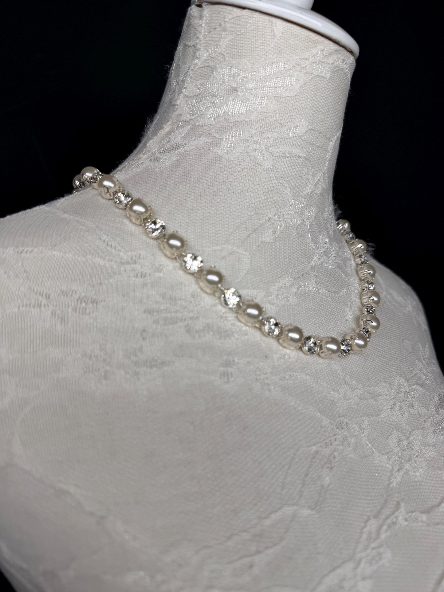 Pearl Jewel Choker: Handmade Elegant Bridal Necklace, Diamante, Jewels, Silver, Bridal Wear, Gift