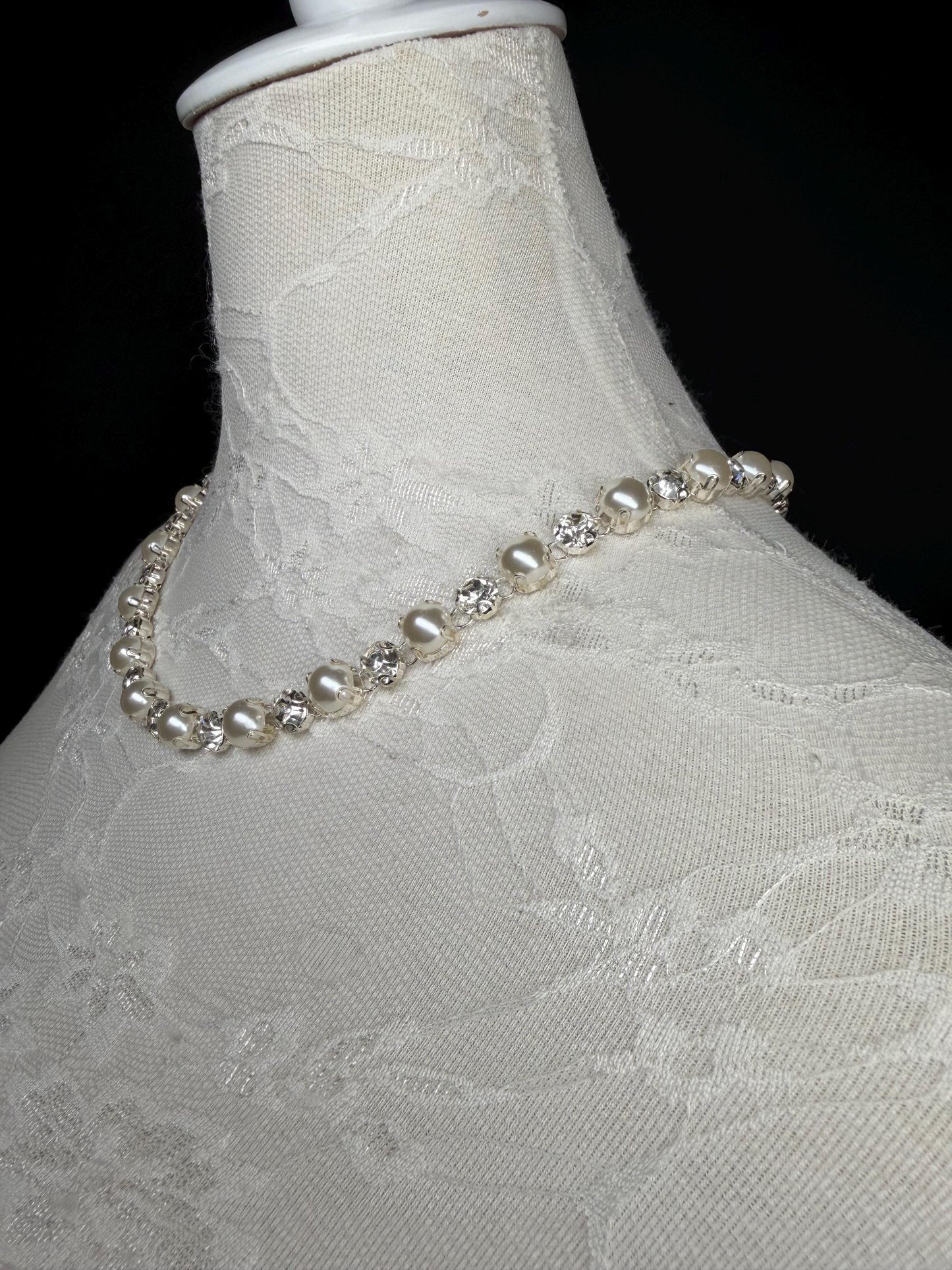 Pearl Jewel Choker: Handmade Elegant Bridal Necklace, Diamante, Jewels, Silver, Bridal Wear, Gift