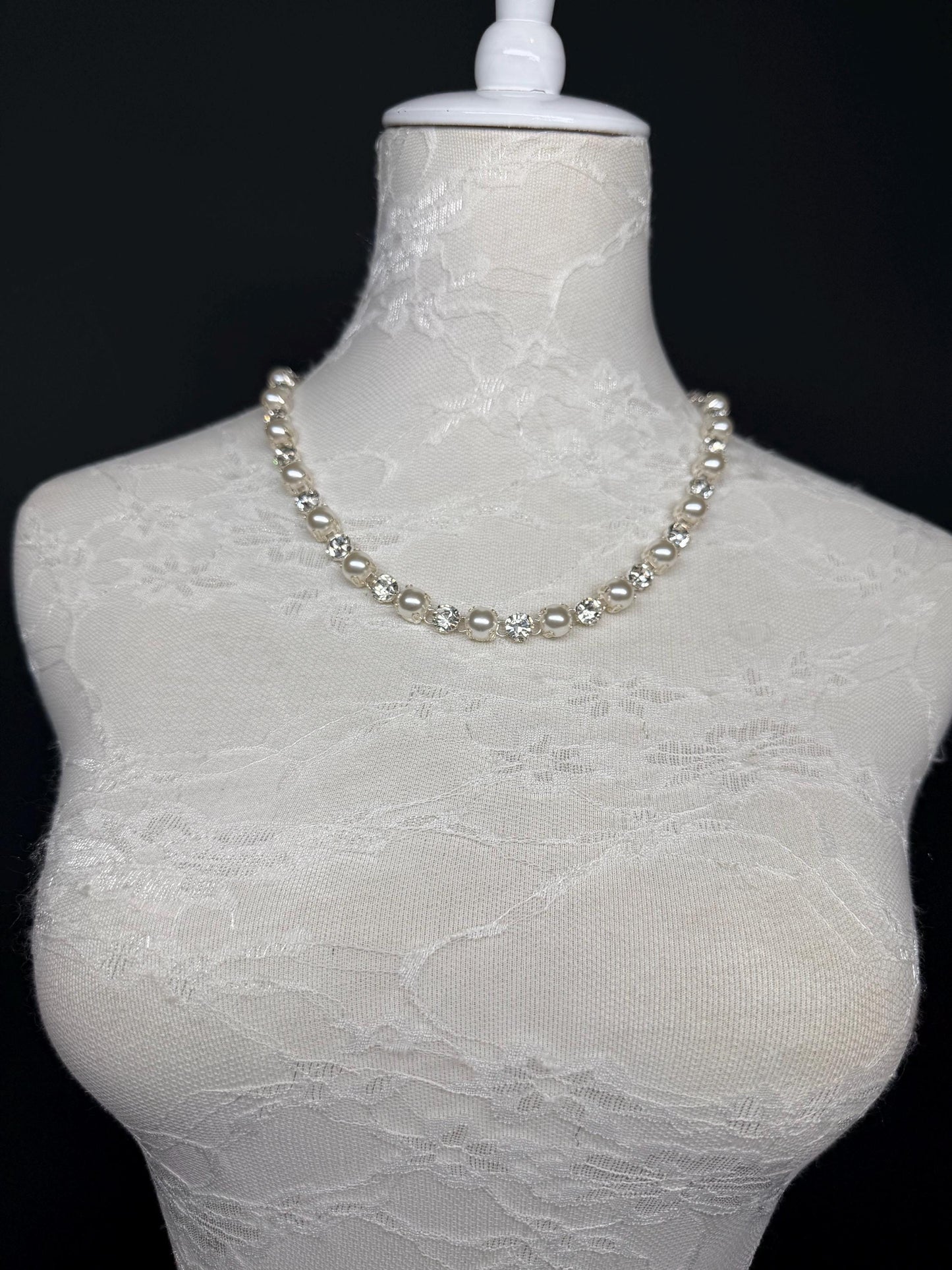 Pearl Jewel Choker: Handmade Elegant Bridal Necklace, Diamante, Jewels, Silver, Bridal Wear, Gift